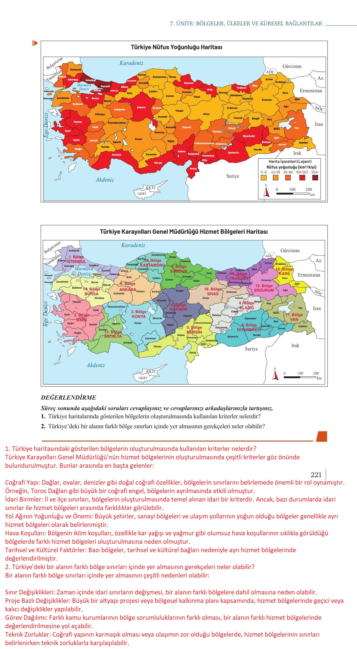 9. Sınıf Meb Yayınları Coğrafya Ders Kitabı Sayfa 221 Cevapları