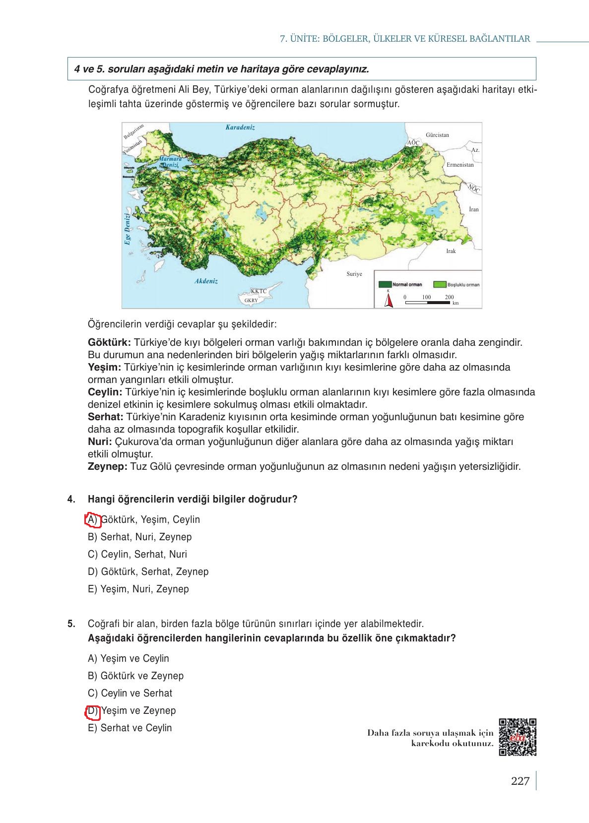 9. Sınıf Meb Yayınları Coğrafya Ders Kitabı Sayfa 227 Cevapları