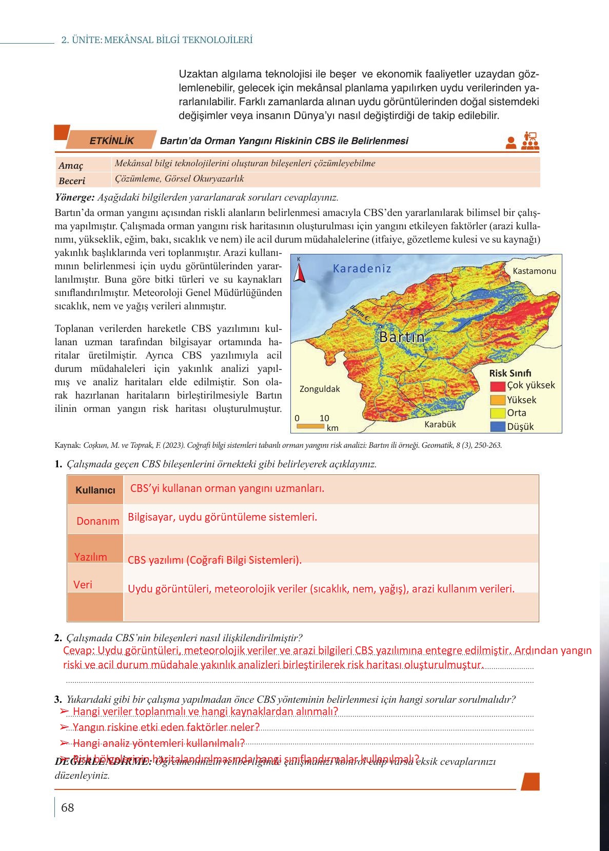 9. Sınıf Meb Yayınları Coğrafya Ders Kitabı Sayfa 68 Cevapları