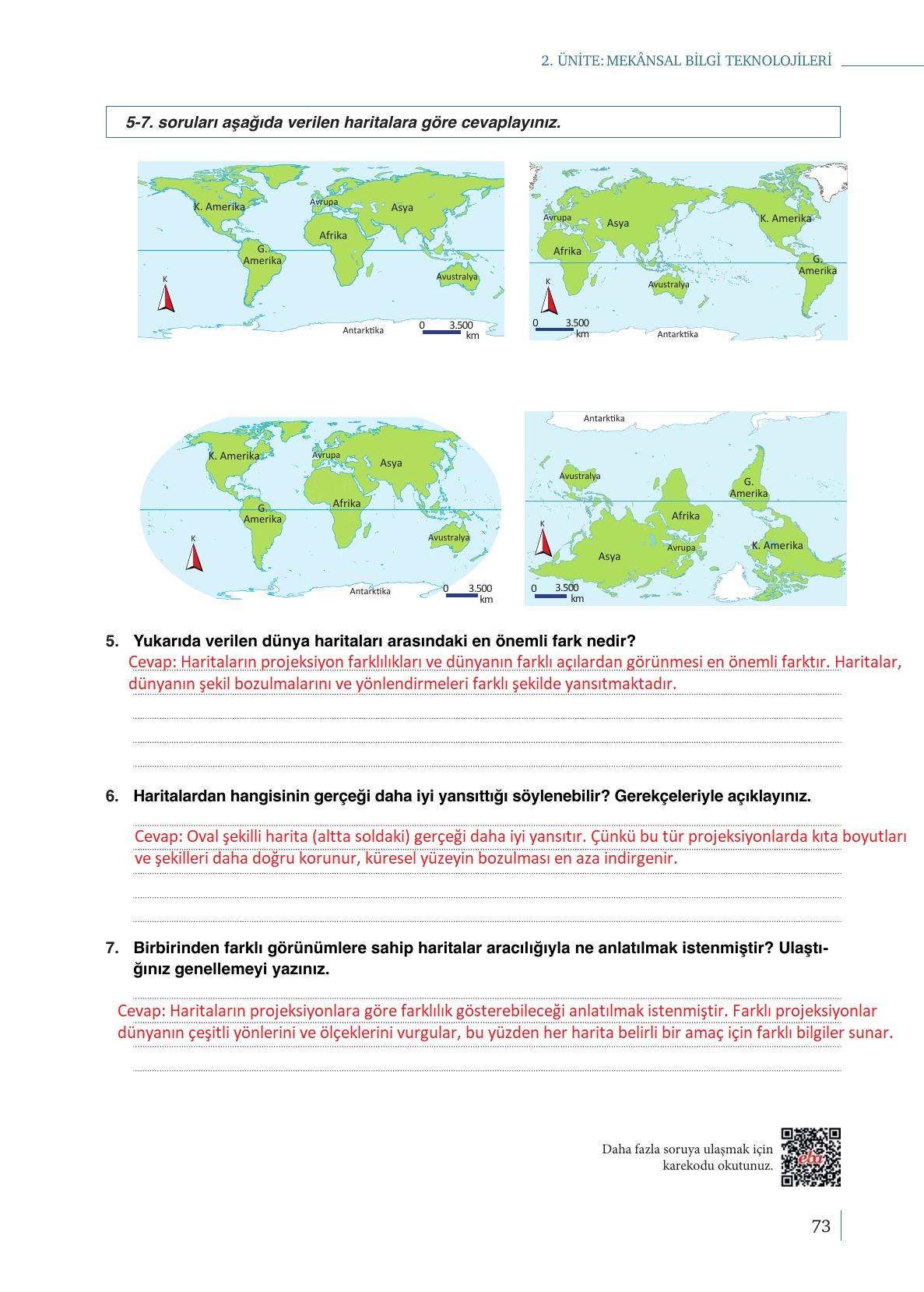 9. Sınıf Meb Yayınları Coğrafya Ders Kitabı Sayfa 73 Cevapları