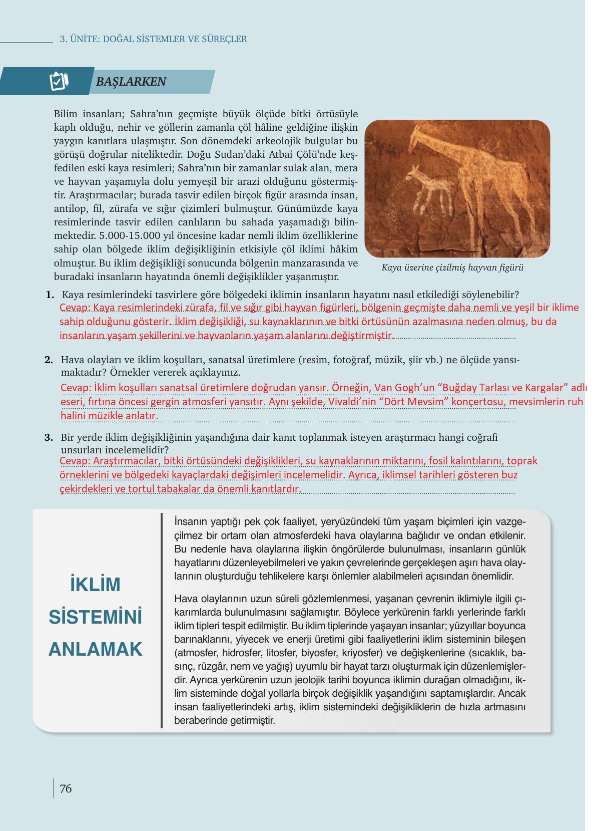 9. Sınıf Meb Yayınları Coğrafya Ders Kitabı Sayfa 76 Cevapları