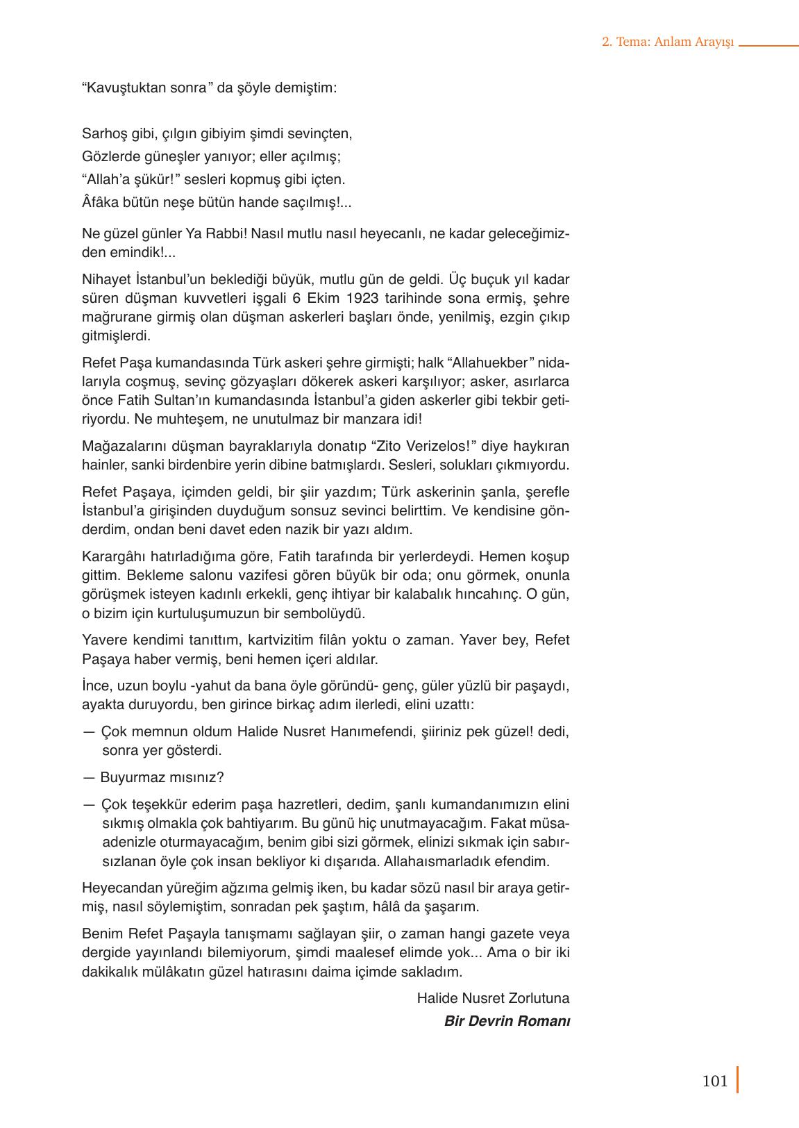 9. Sınıf Meb Yayınları Edebiyat Ders Kitabı Sayfa 101 Cevapları