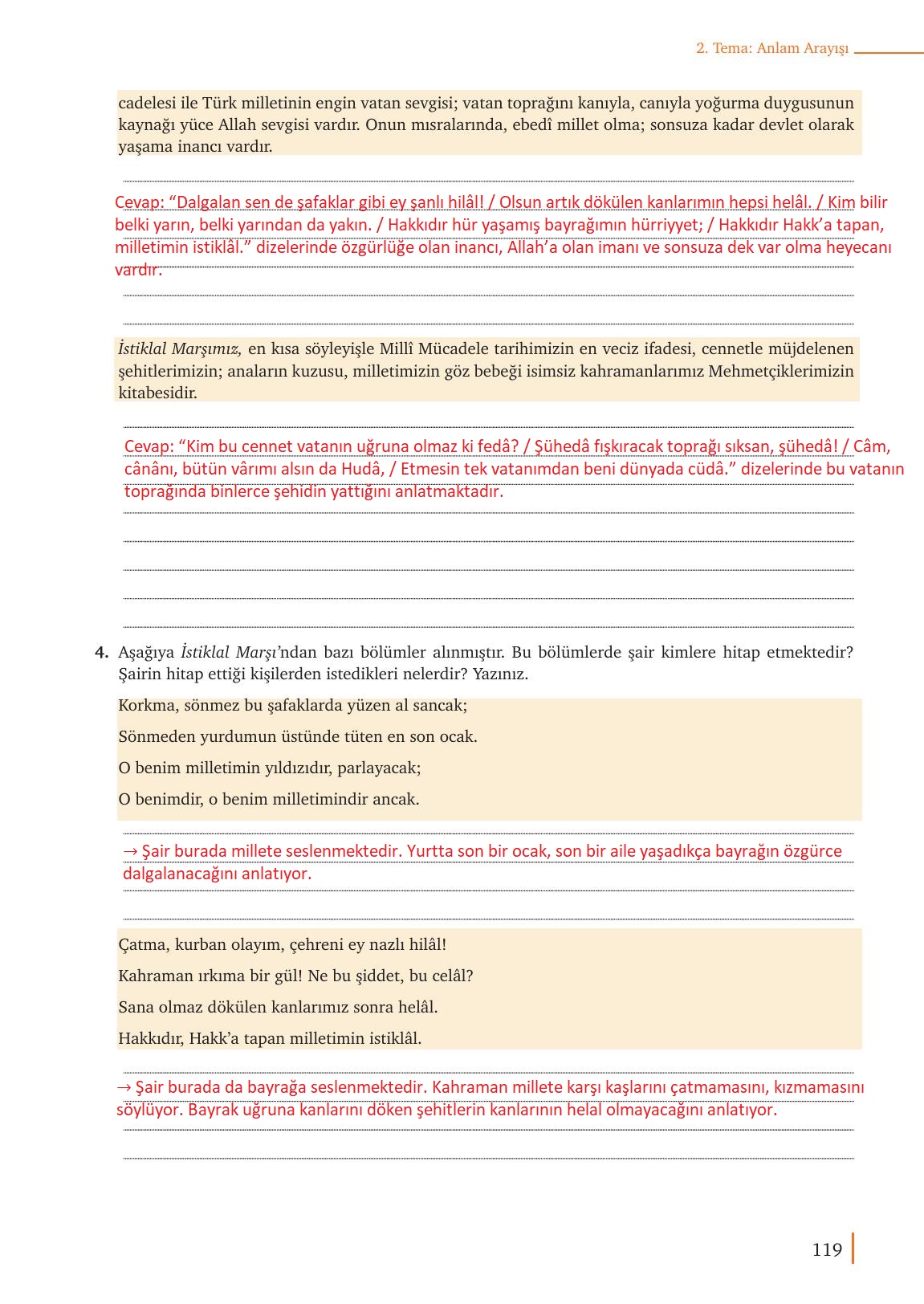 9. Sınıf Meb Yayınları Edebiyat Ders Kitabı Sayfa 119 Cevapları