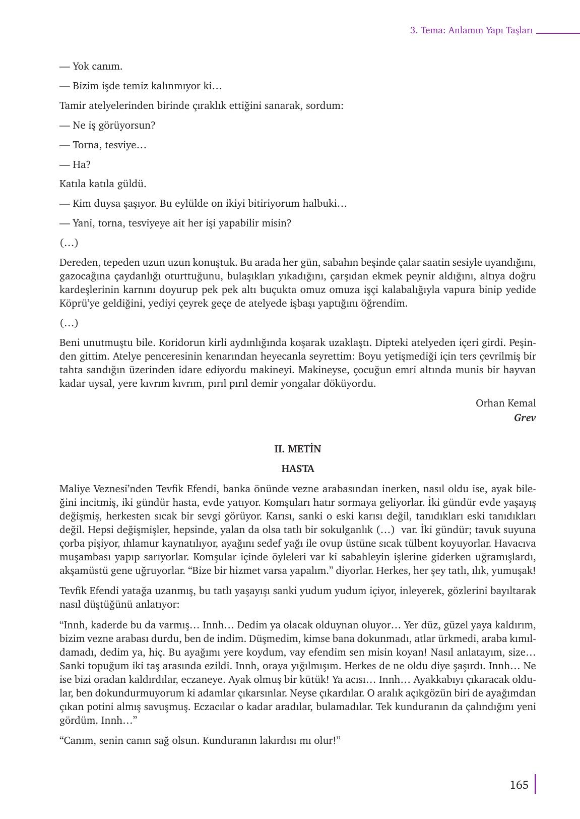 9. Sınıf Meb Yayınları Edebiyat Ders Kitabı Sayfa 165 Cevapları