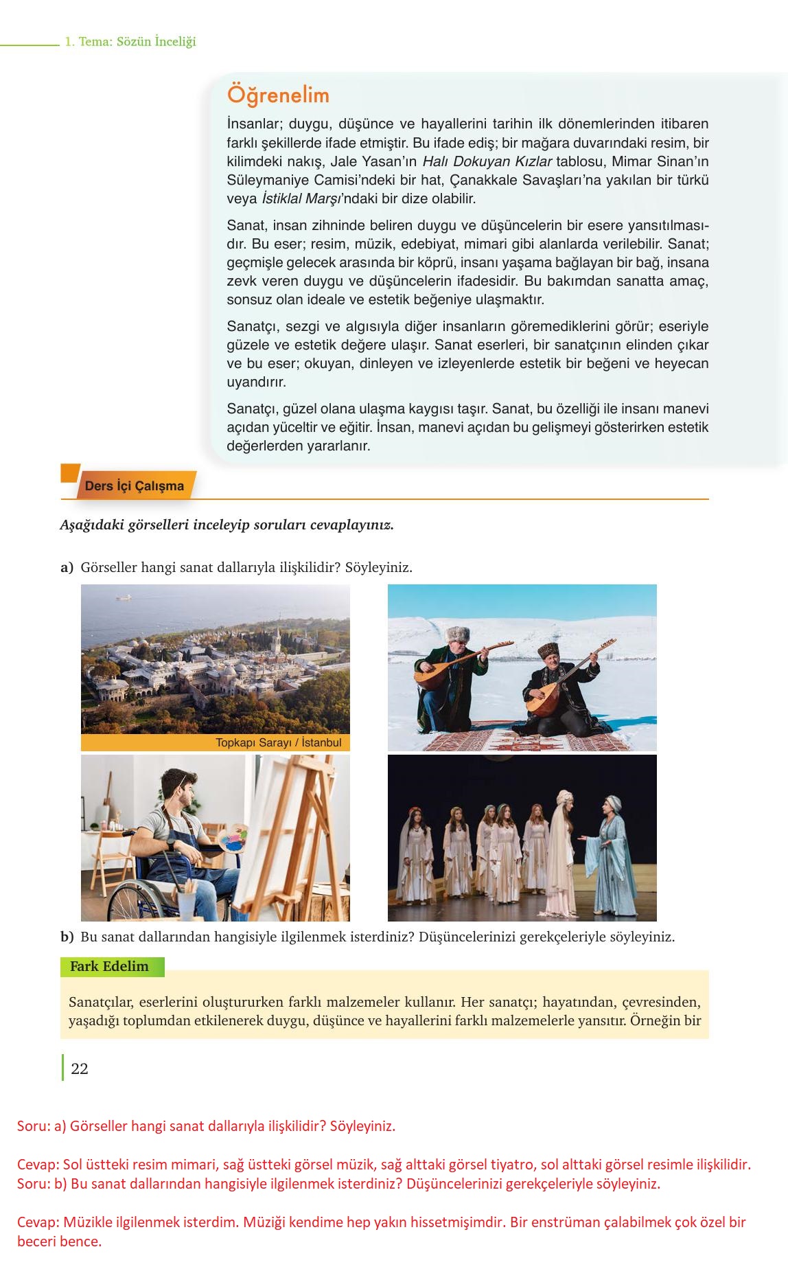 9. Sınıf Meb Yayınları Edebiyat Ders Kitabı Sayfa 22 Cevapları