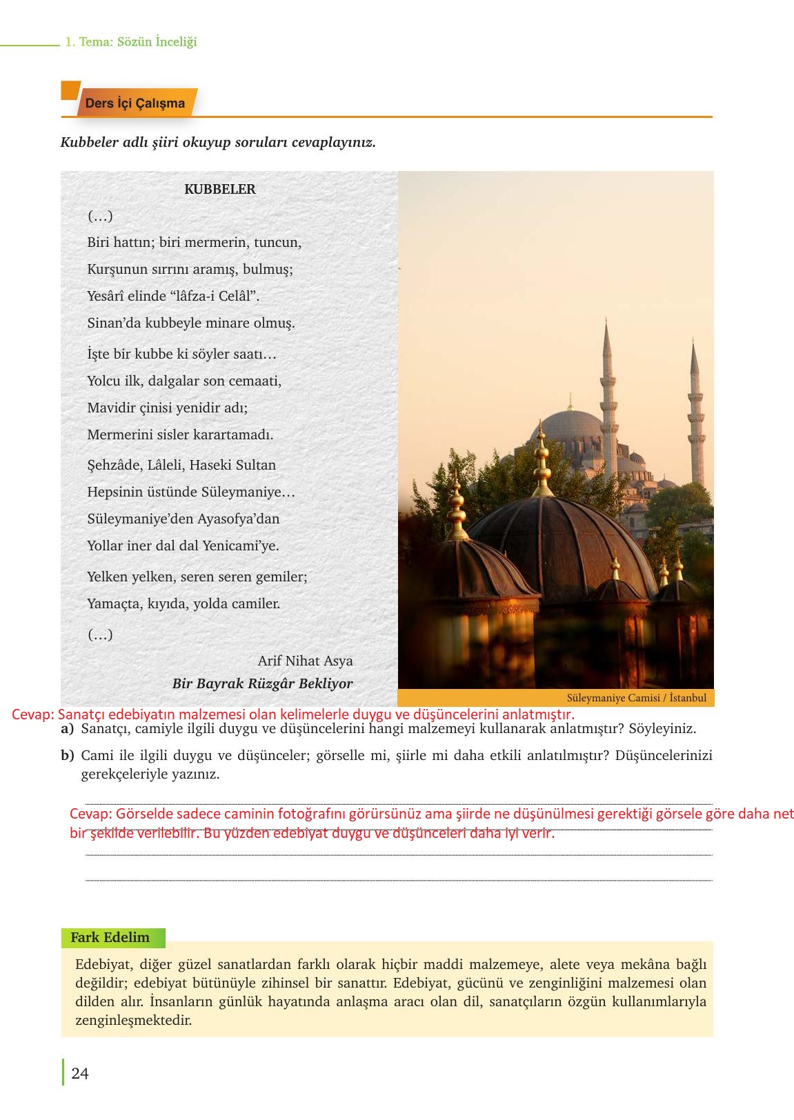 9. Sınıf Meb Yayınları Edebiyat Ders Kitabı Sayfa 24 Cevapları