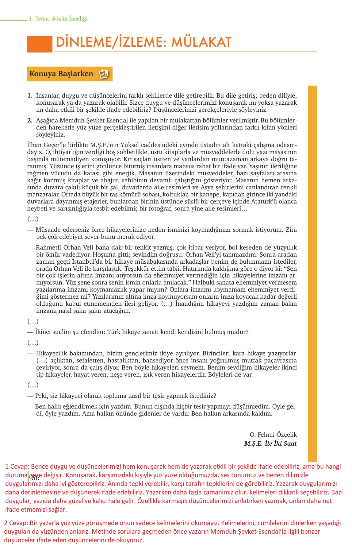 9. Sınıf Meb Yayınları Edebiyat Ders Kitabı Sayfa 56 Cevapları 9. Sınıf Meb Yayınları Edebiyat Ders Kitabı Sayfa 56 Cevapları