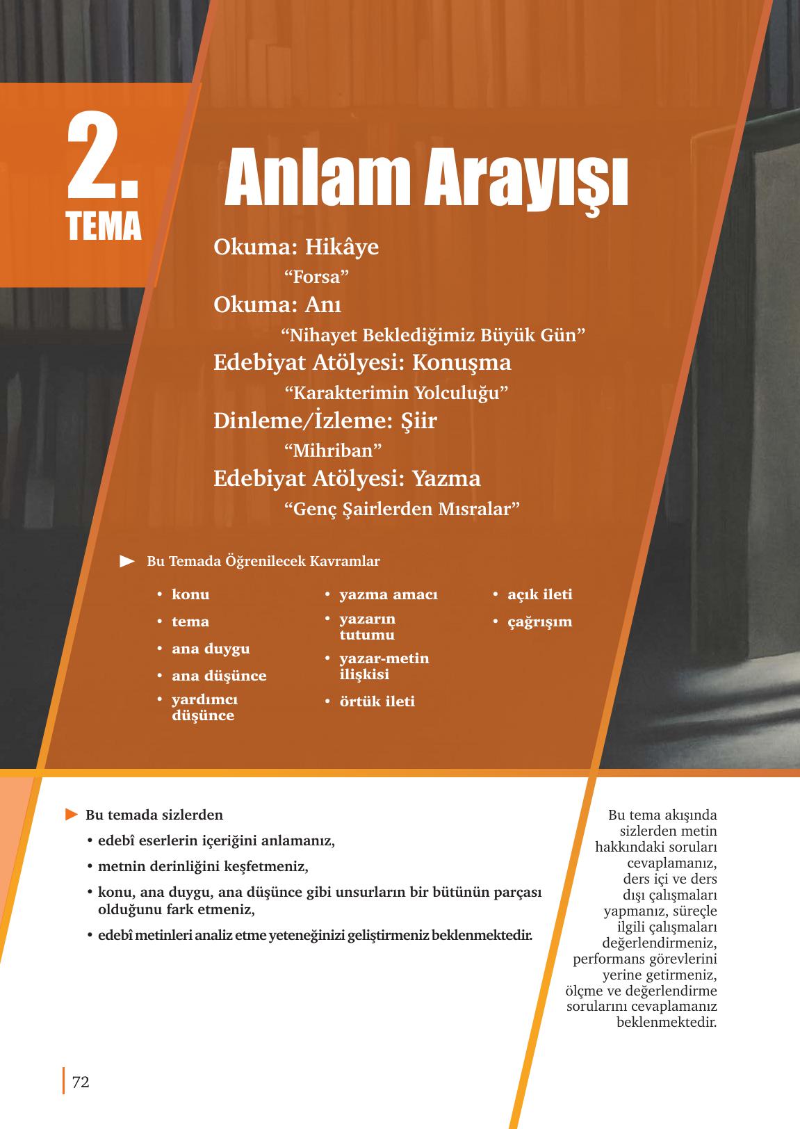9. Sınıf Meb Yayınları Edebiyat Ders Kitabı Sayfa 72 Cevapları