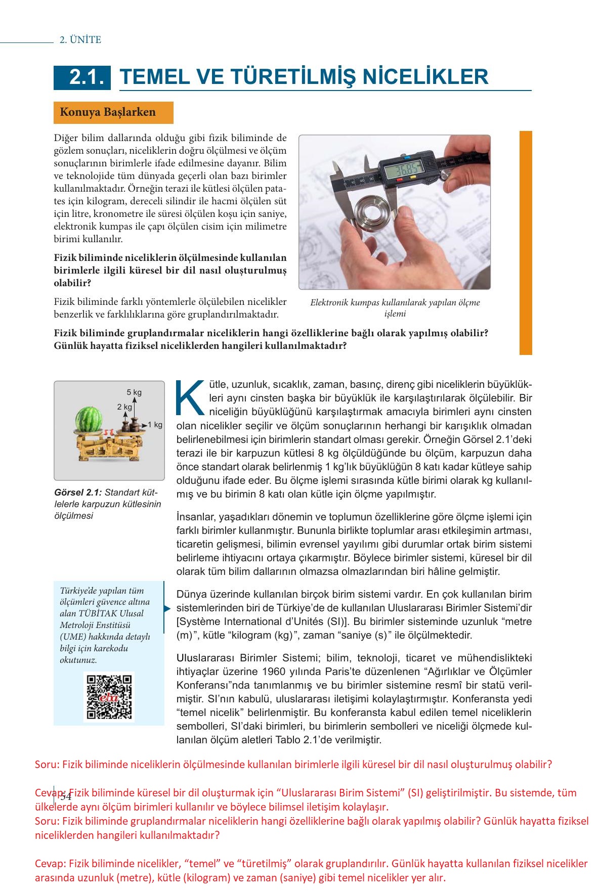 9. Sınıf Meb Yayınları Fizik Ders Kitabı Sayfa 54 Cevapları