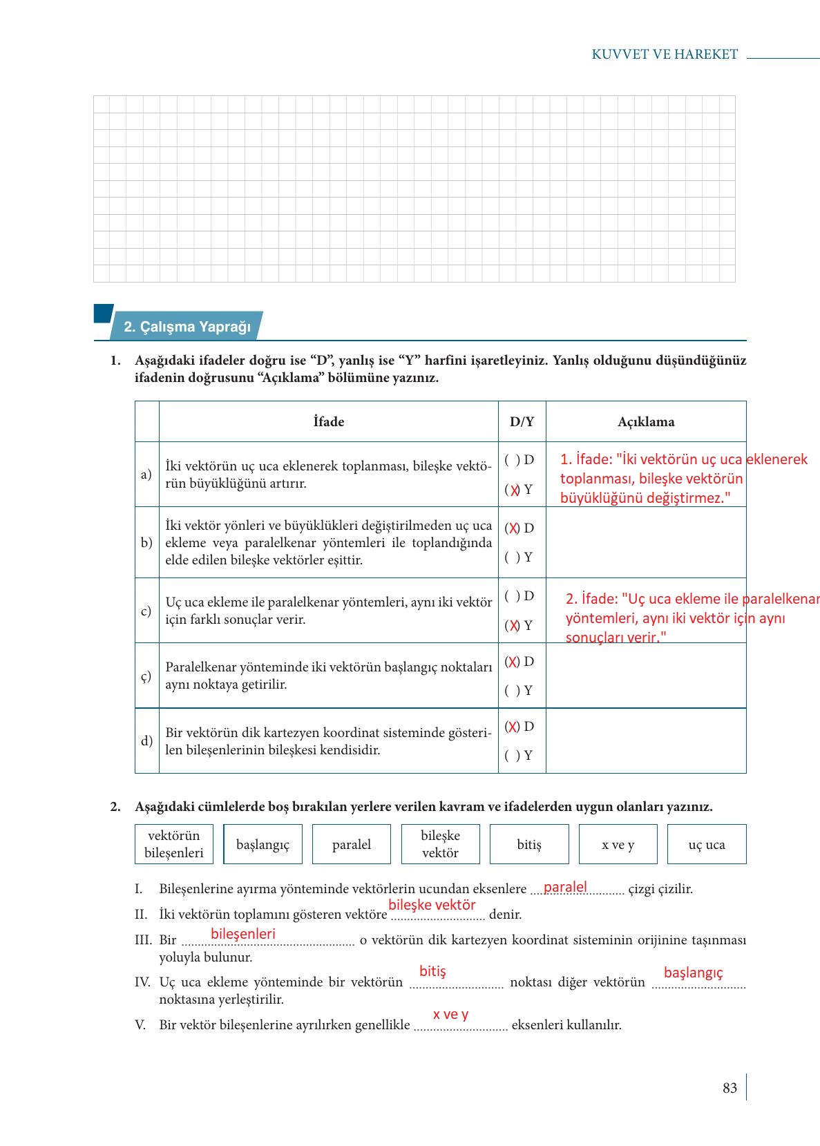 9. Sınıf Meb Yayınları Fizik Ders Kitabı Sayfa 83 Cevapları