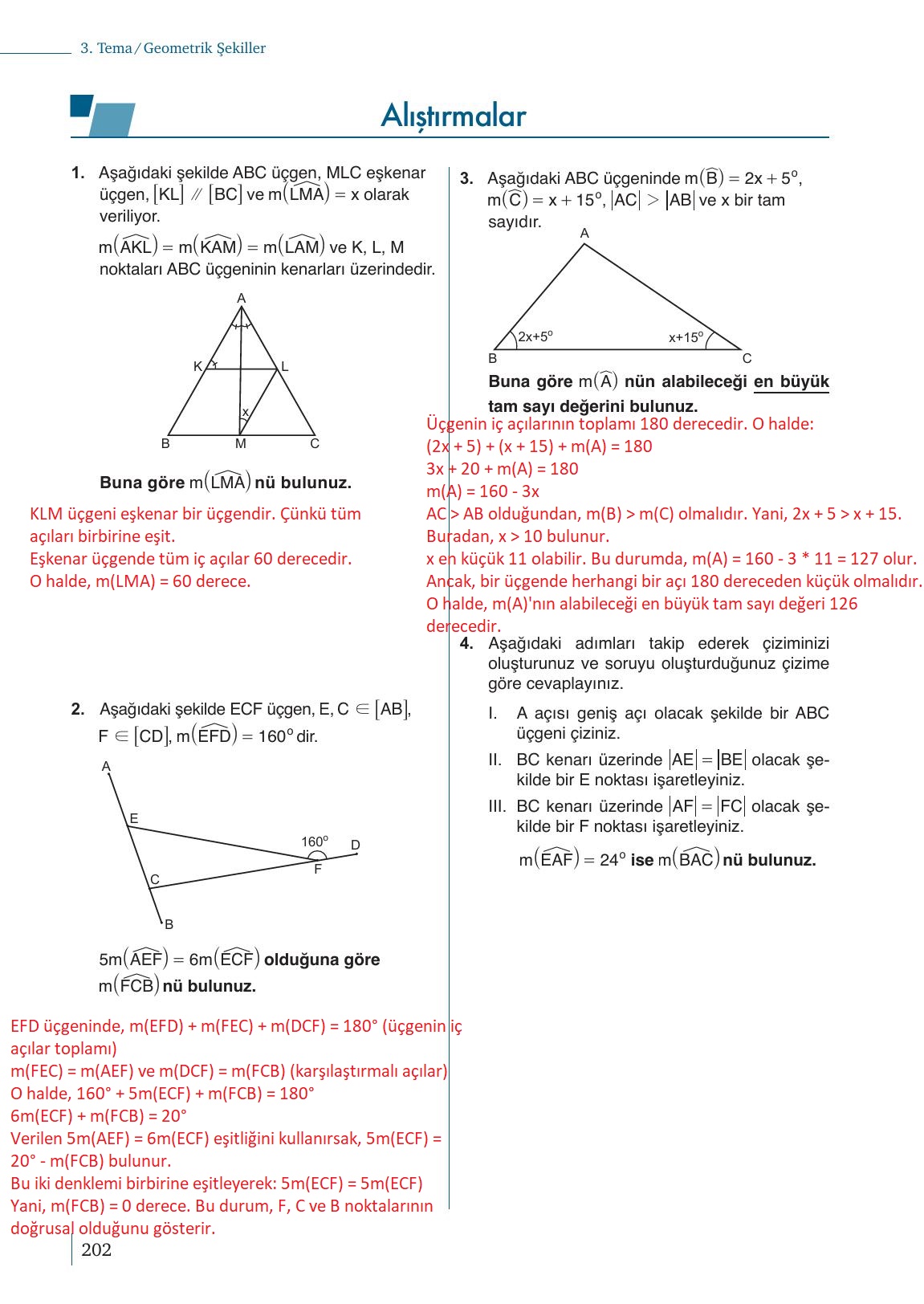 9. Sınıf Meb Yayınları Matematik Ders Kitabı Sayfa 202 Cevapları