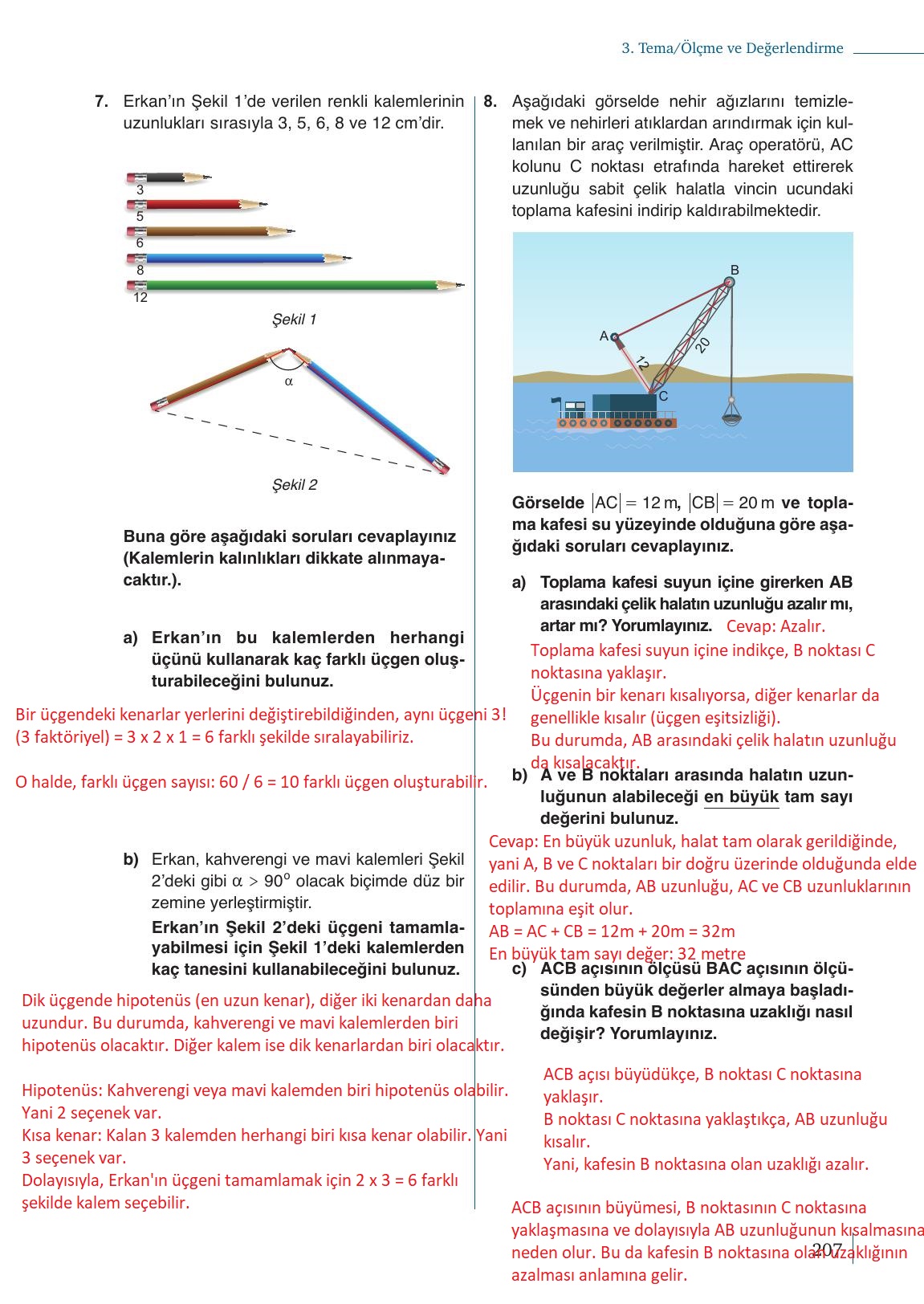 9. Sınıf Meb Yayınları Matematik Ders Kitabı Sayfa 207 Cevapları