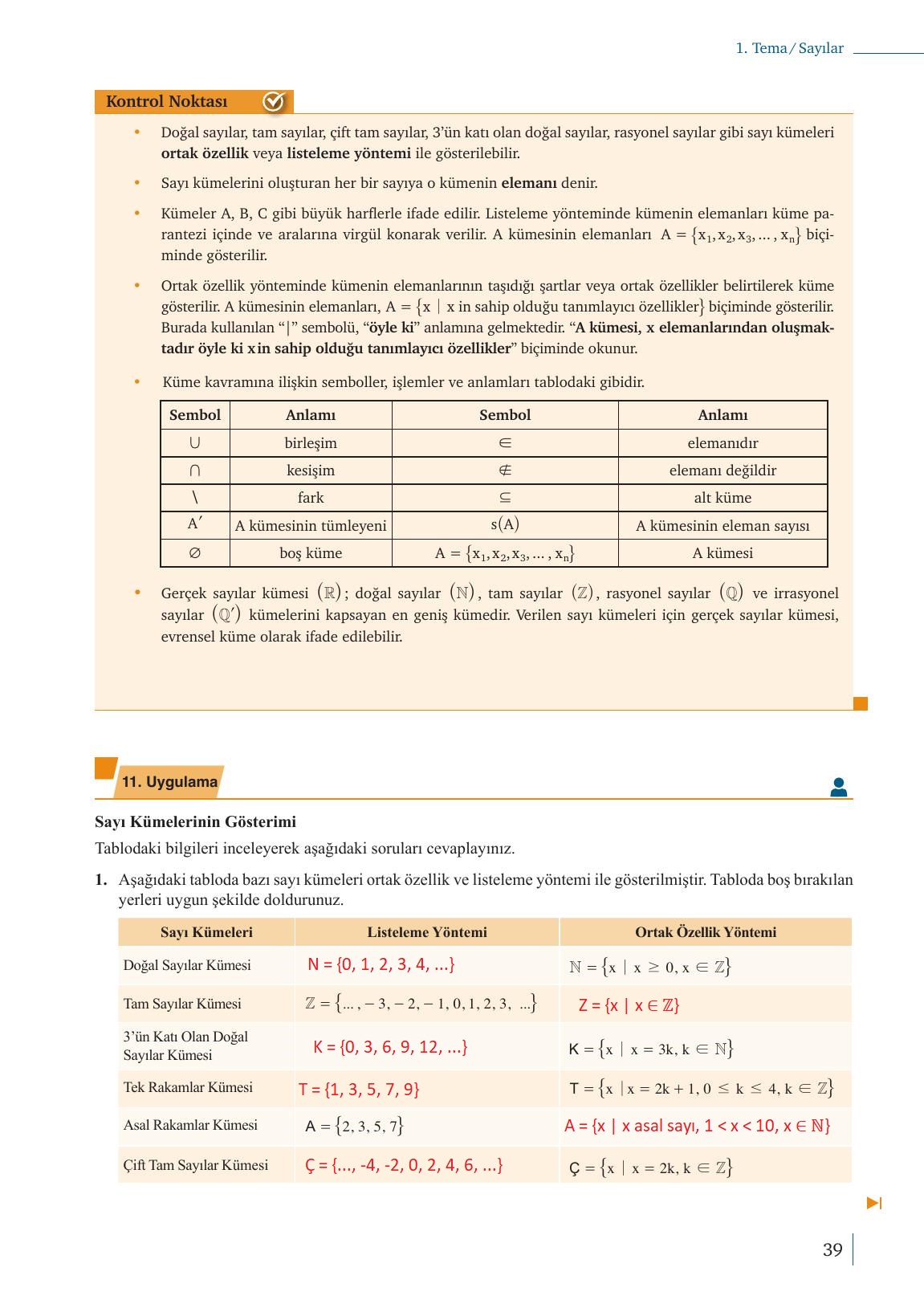 9. Sınıf Meb Yayınları Matematik Ders Kitabı Sayfa 39 Cevapları