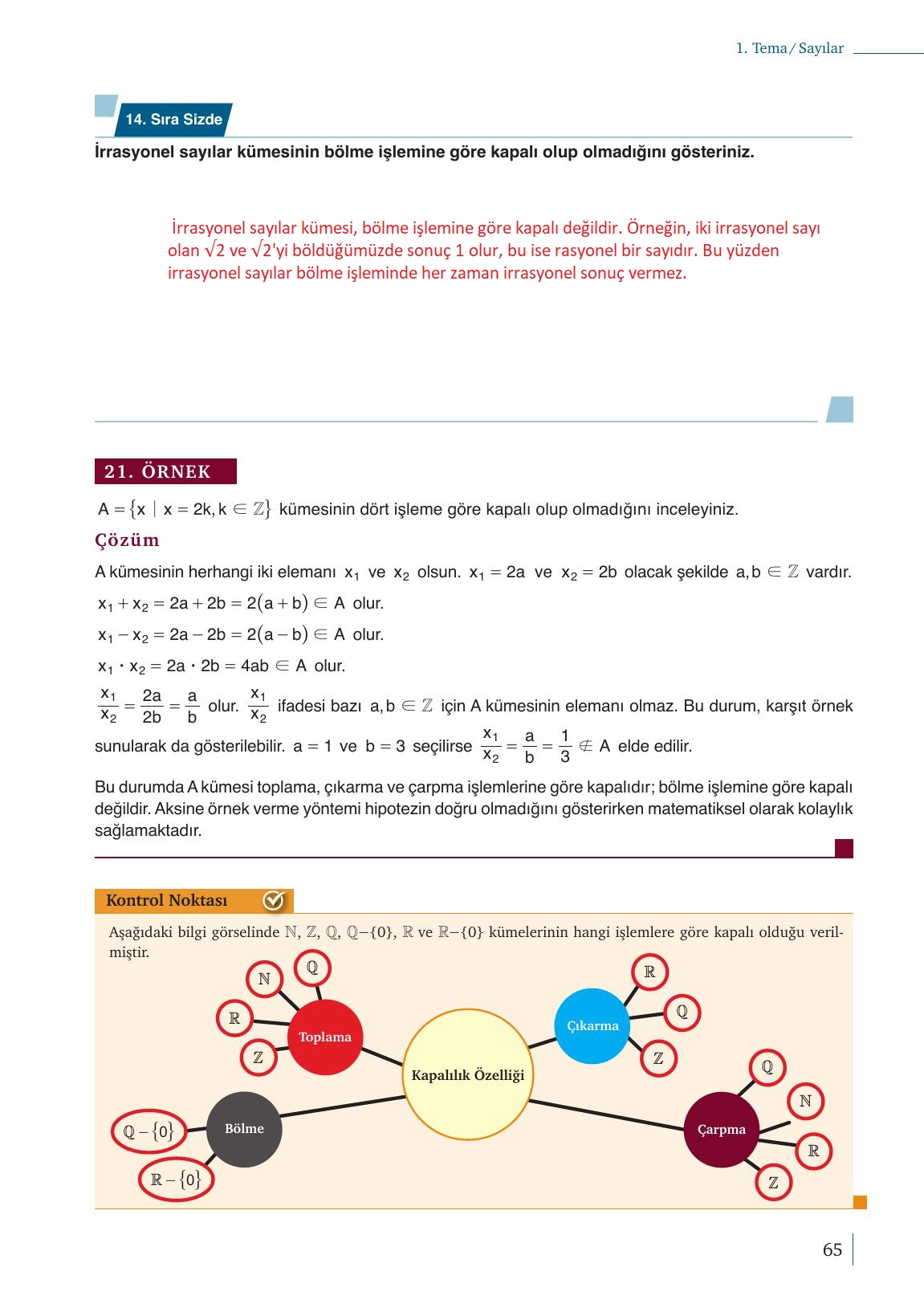 9. Sınıf Meb Yayınları Matematik Ders Kitabı Sayfa 65 Cevapları