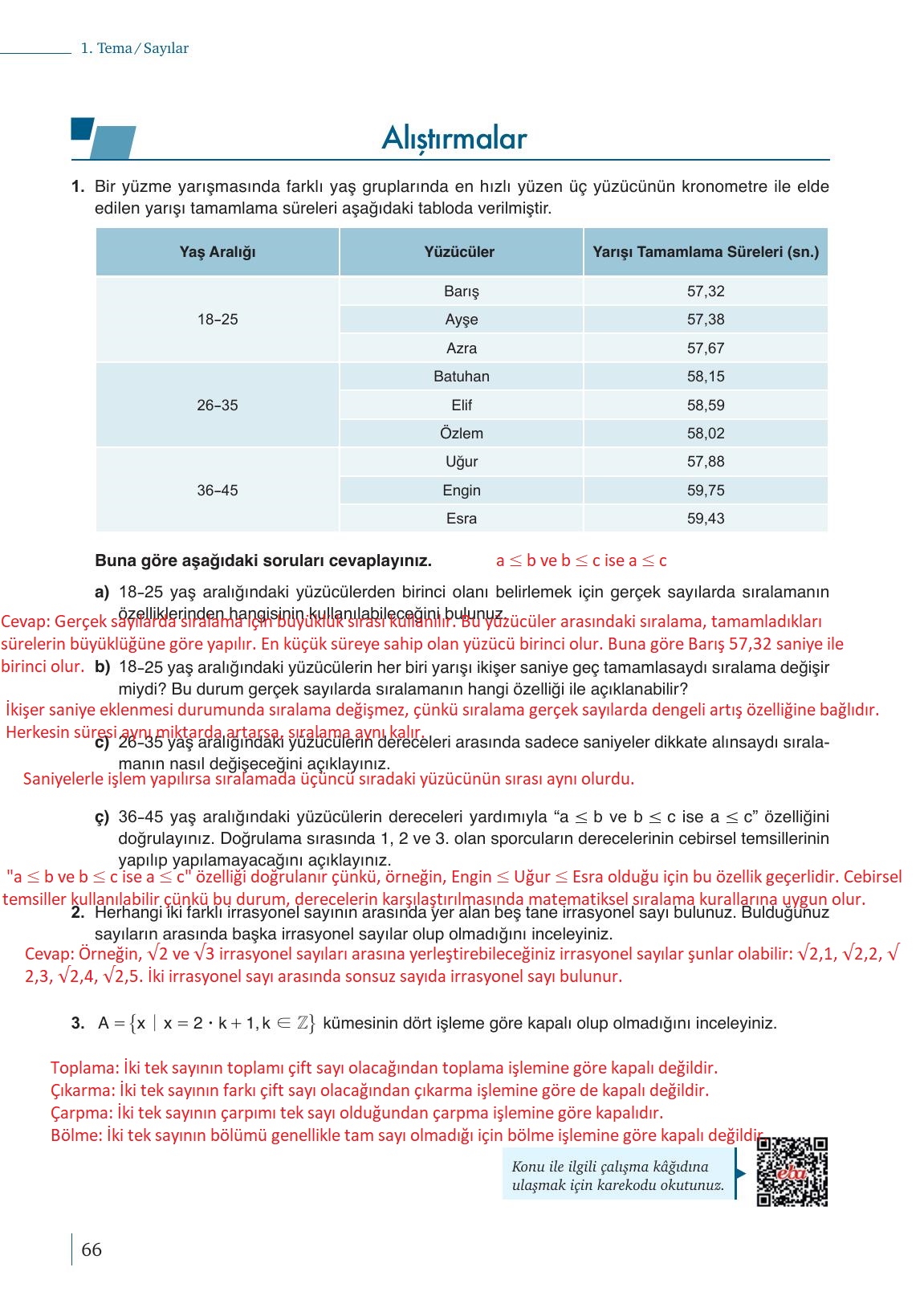 9. Sınıf Meb Yayınları Matematik Ders Kitabı Sayfa 66 Cevapları