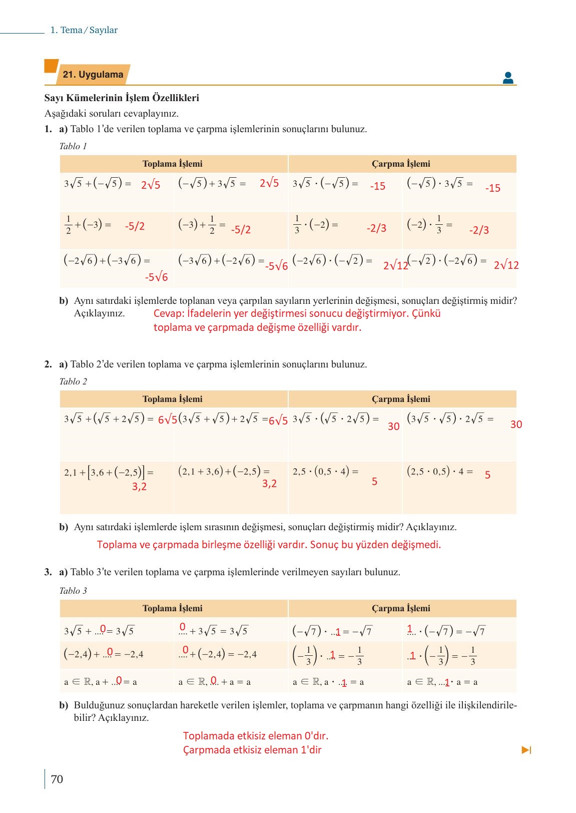 9. Sınıf Meb Yayınları Matematik Ders Kitabı Sayfa 70 Cevapları 9. Sınıf Meb Yayınları Matematik Ders Kitabı Sayfa 70 Cevapları
