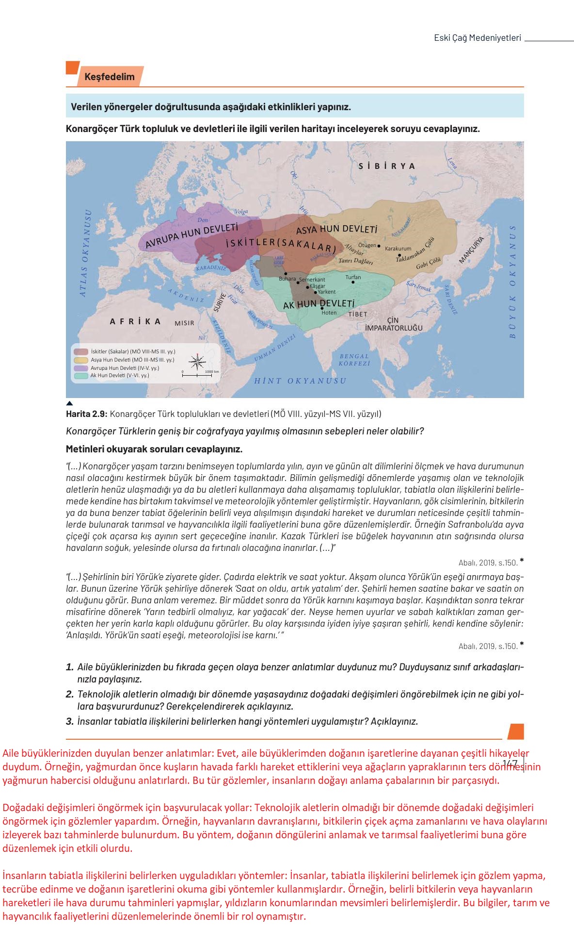 9. Sınıf Meb Yayınları Tarih Ders Kitabı Sayfa 147 Cevapları 9. Sınıf Meb Yayınları Tarih Ders Kitabı Sayfa 147 Cevapları