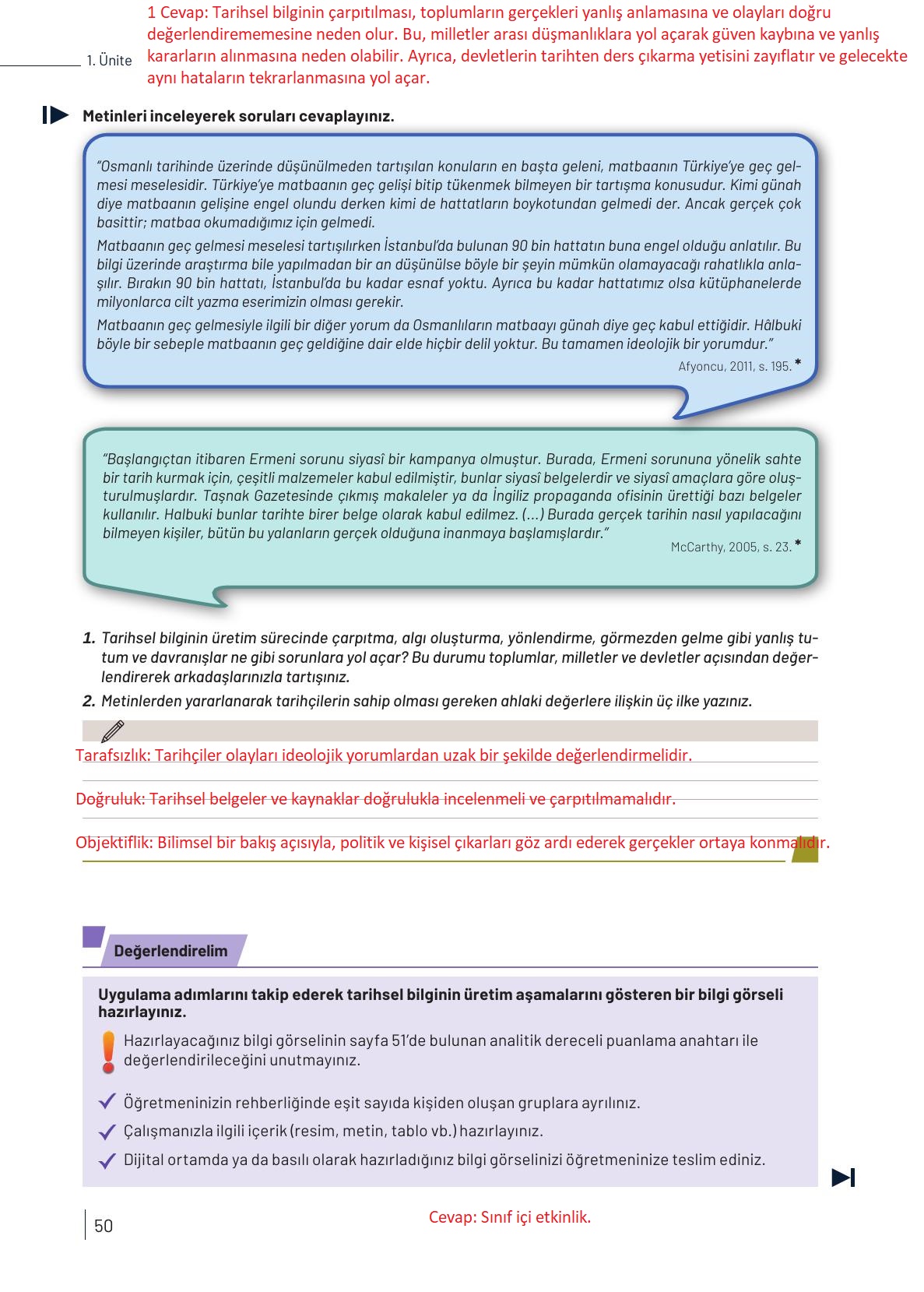 9. Sınıf Meb Yayınları Tarih Ders Kitabı Sayfa 50 Cevapları 9. Sınıf Meb Yayınları Tarih Ders Kitabı Sayfa 50 Cevapları