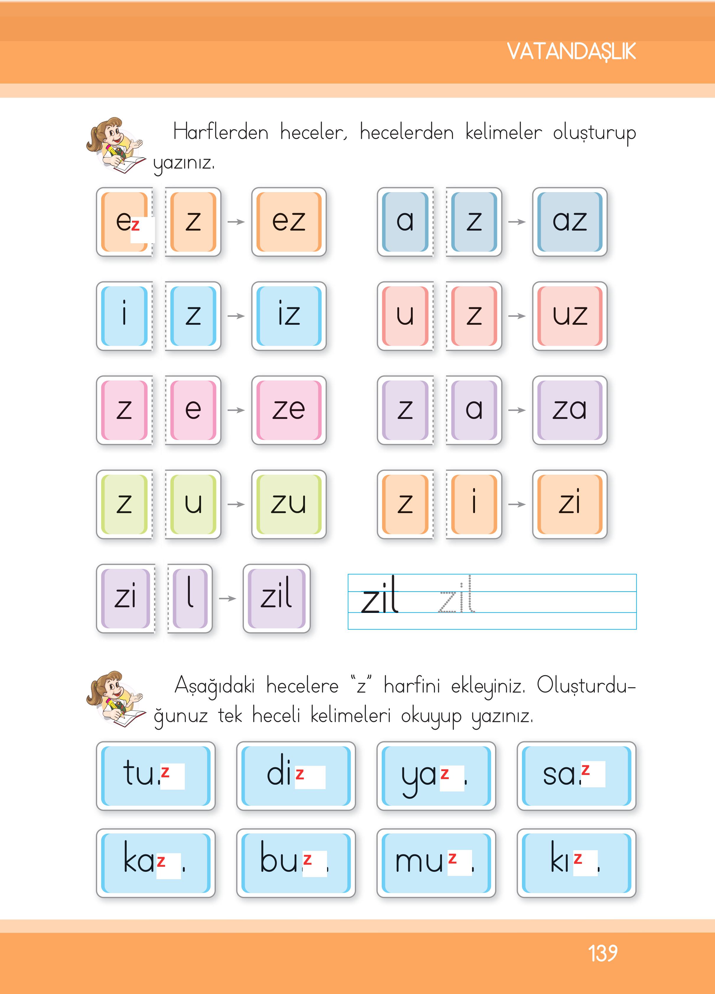 1. Sınıf İlke Yayınları İlk Okuma Yazma Ders Kitabı Sayfa 139 Cevapları