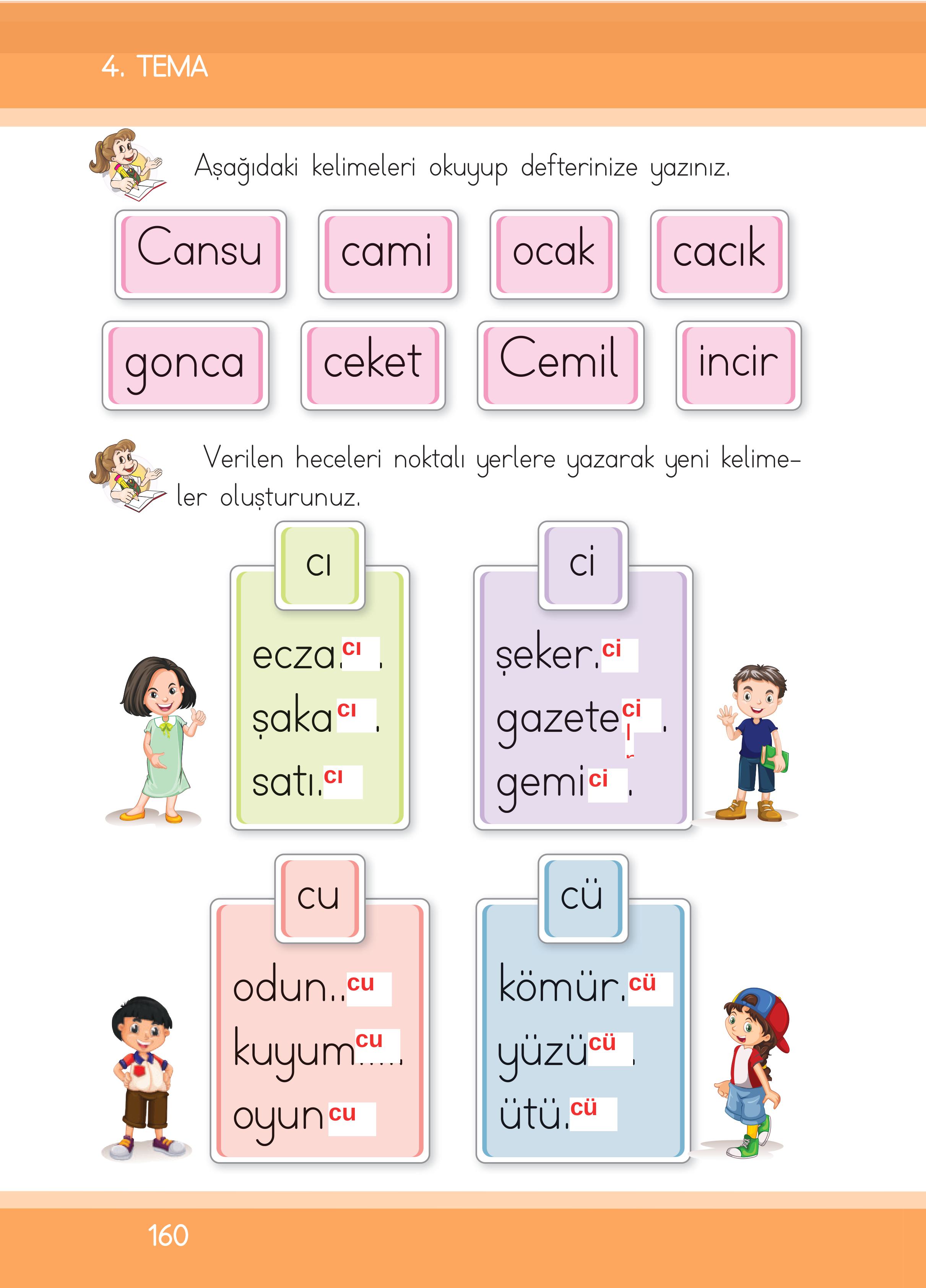 1. Sınıf İlke Yayınları İlk Okuma Yazma Ders Kitabı Sayfa 160 Cevapları