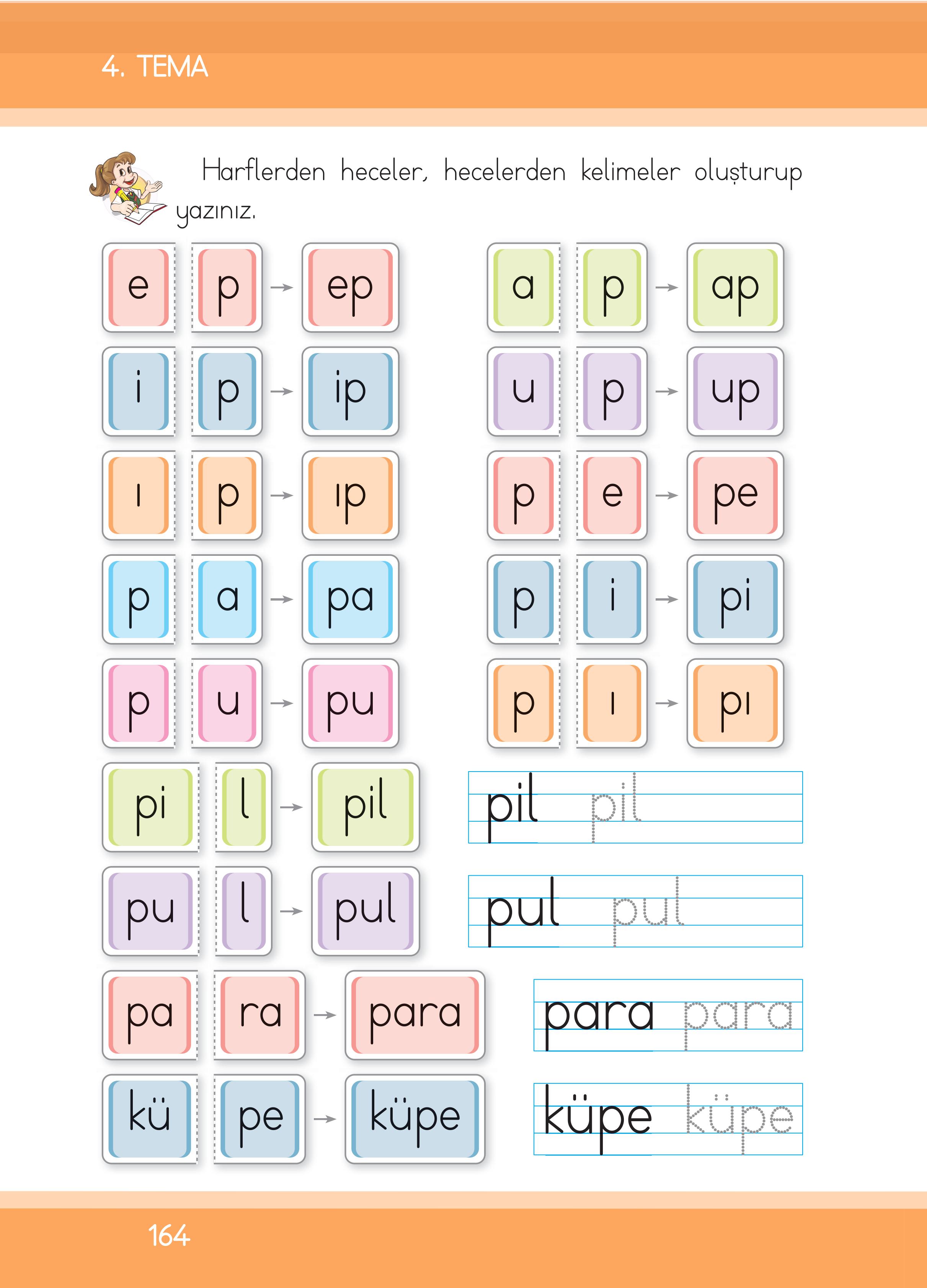 1. Sınıf İlke Yayınları İlk Okuma Yazma Ders Kitabı Sayfa 164 Cevapları