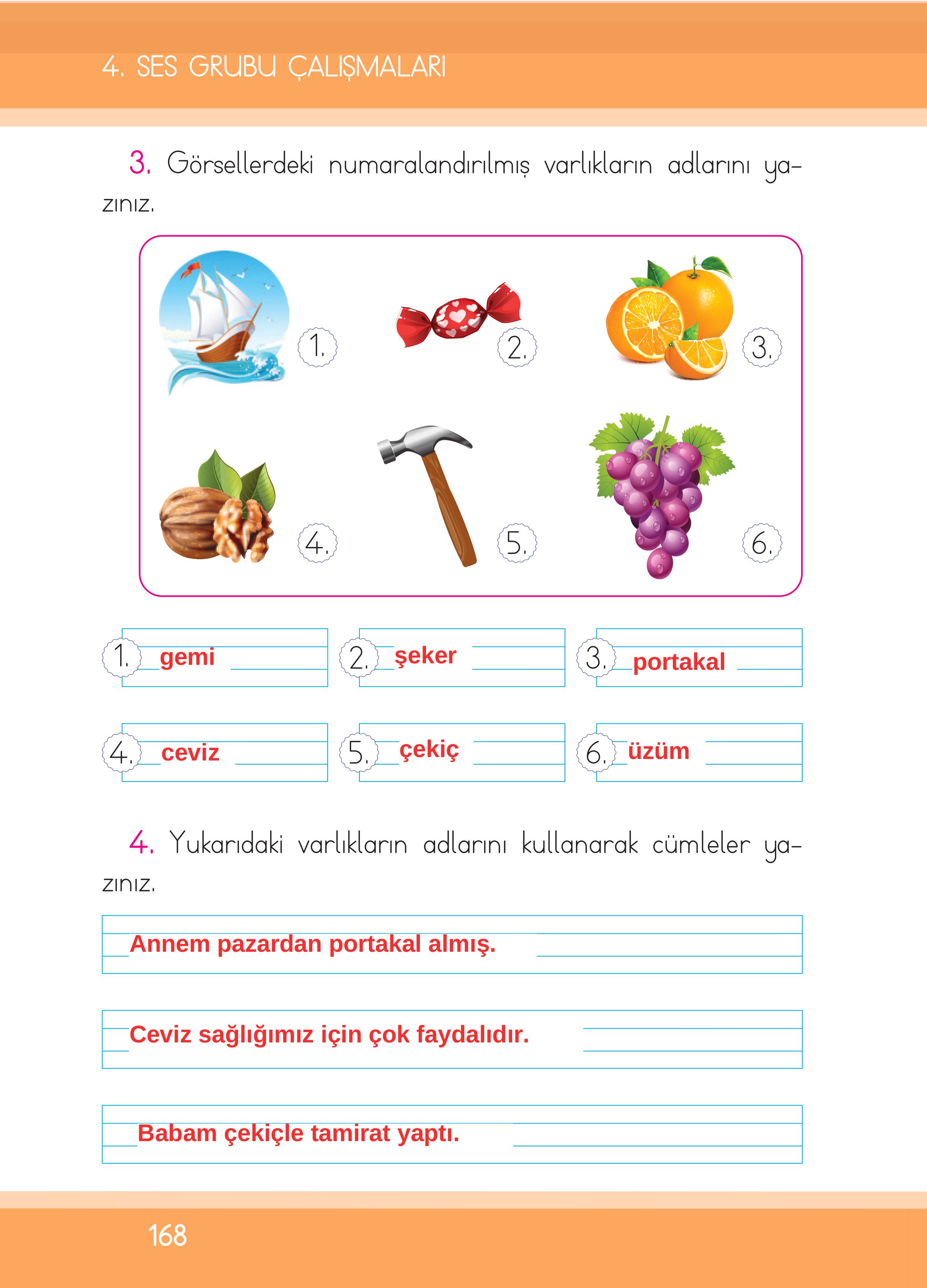 1. Sınıf İlke Yayınları İlk Okuma Yazma Ders Kitabı Sayfa 168 Cevapları