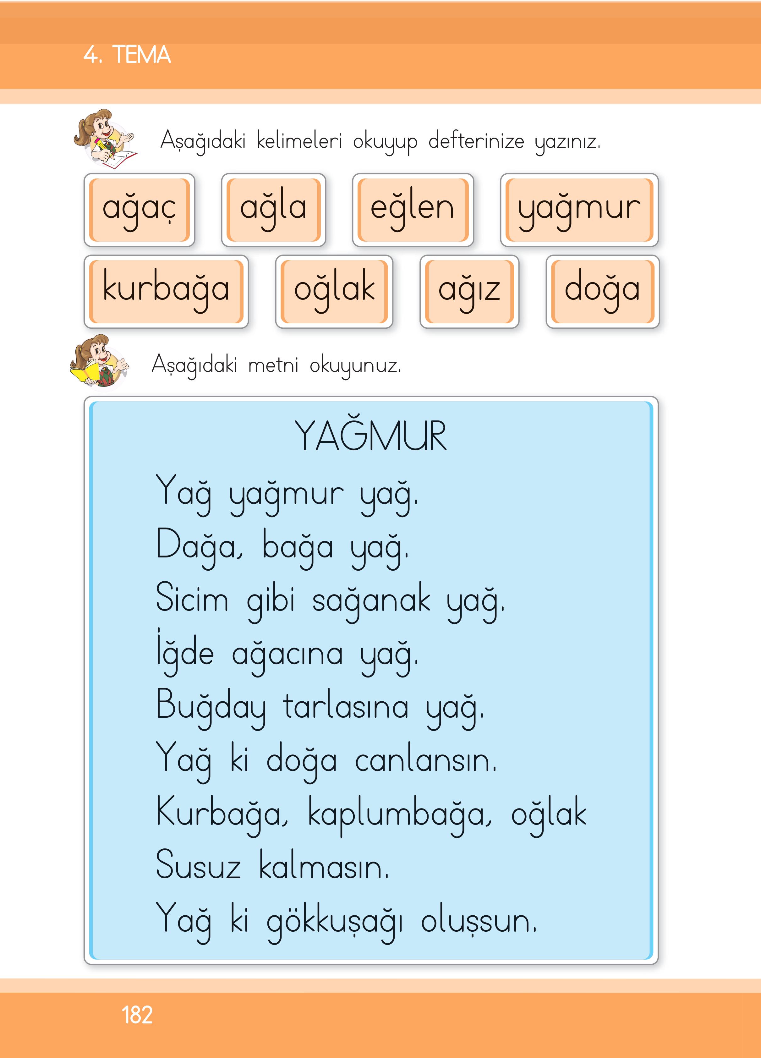 1. Sınıf İlke Yayınları İlk Okuma Yazma Ders Kitabı Sayfa 182 Cevapları