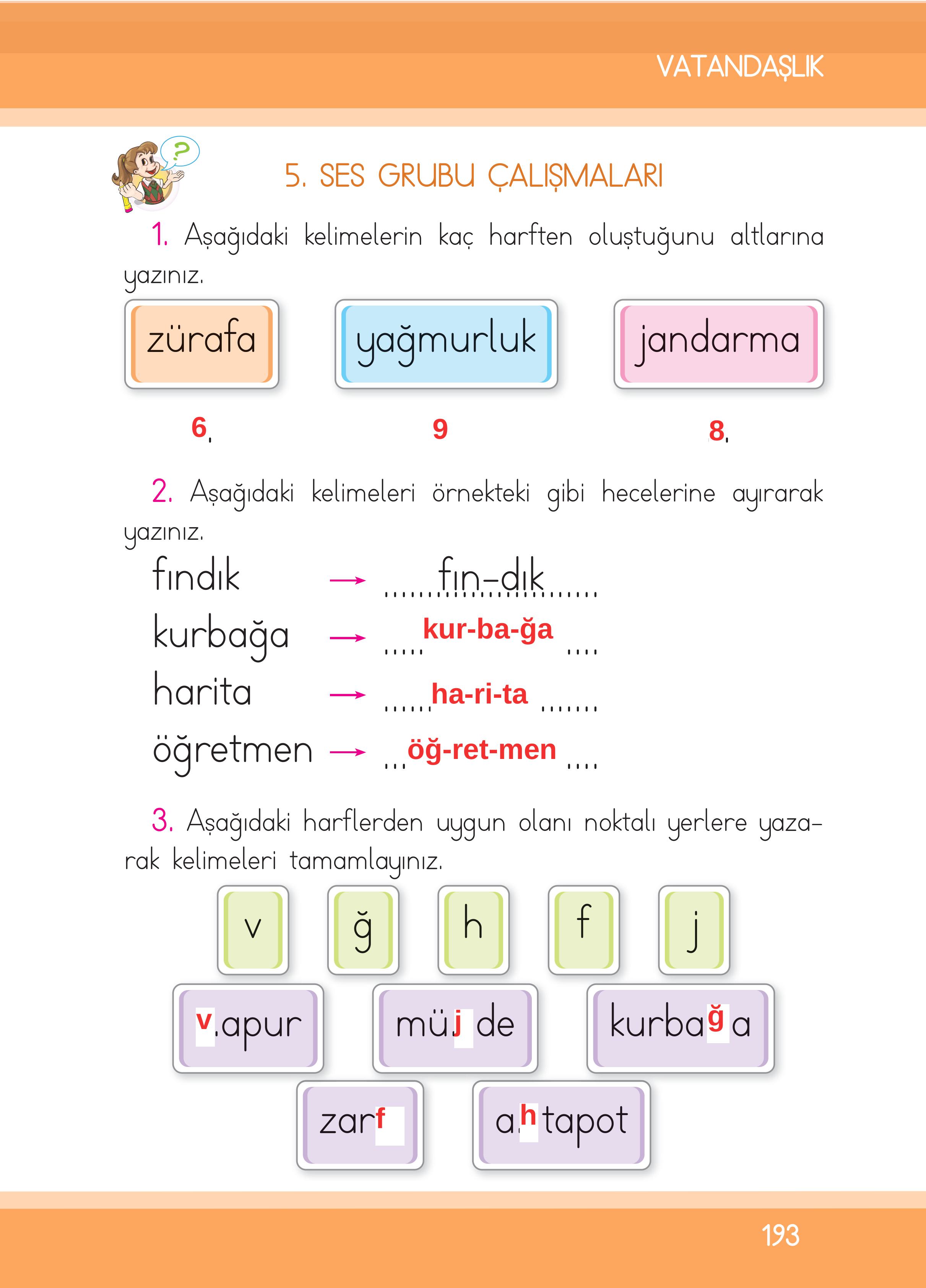 1. Sınıf İlke Yayınları İlk Okuma Yazma Ders Kitabı Sayfa 193 Cevapları