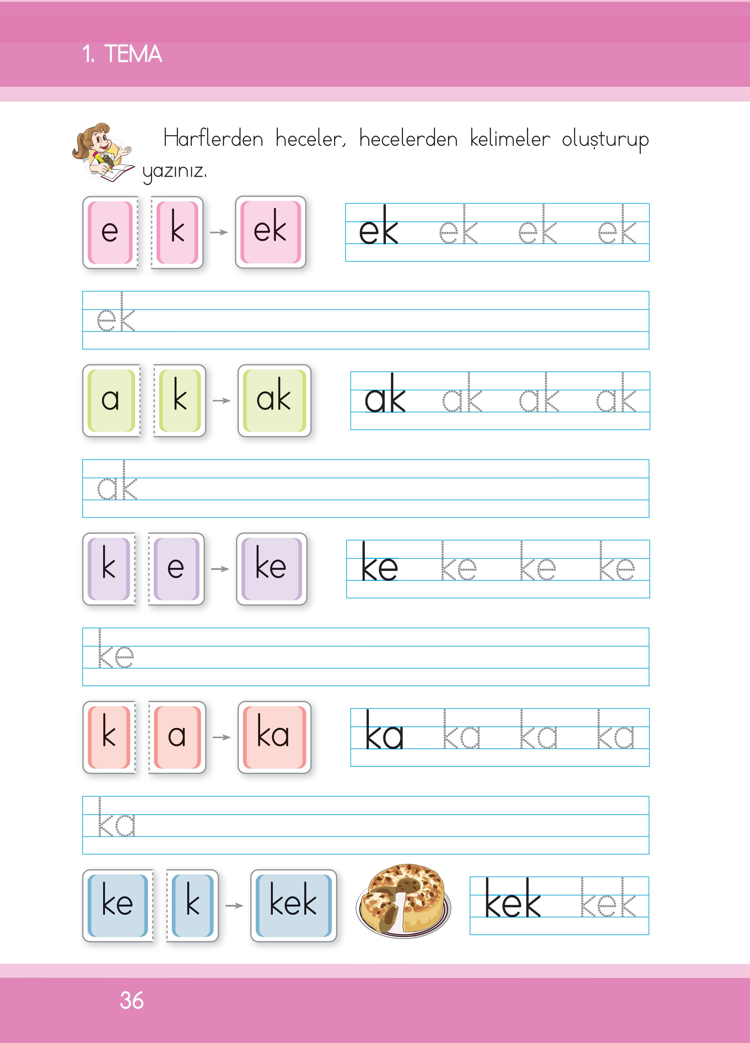 1. Sınıf İlke Yayınları İlk Okuma Yazma Ders Kitabı Sayfa 36 Cevapları