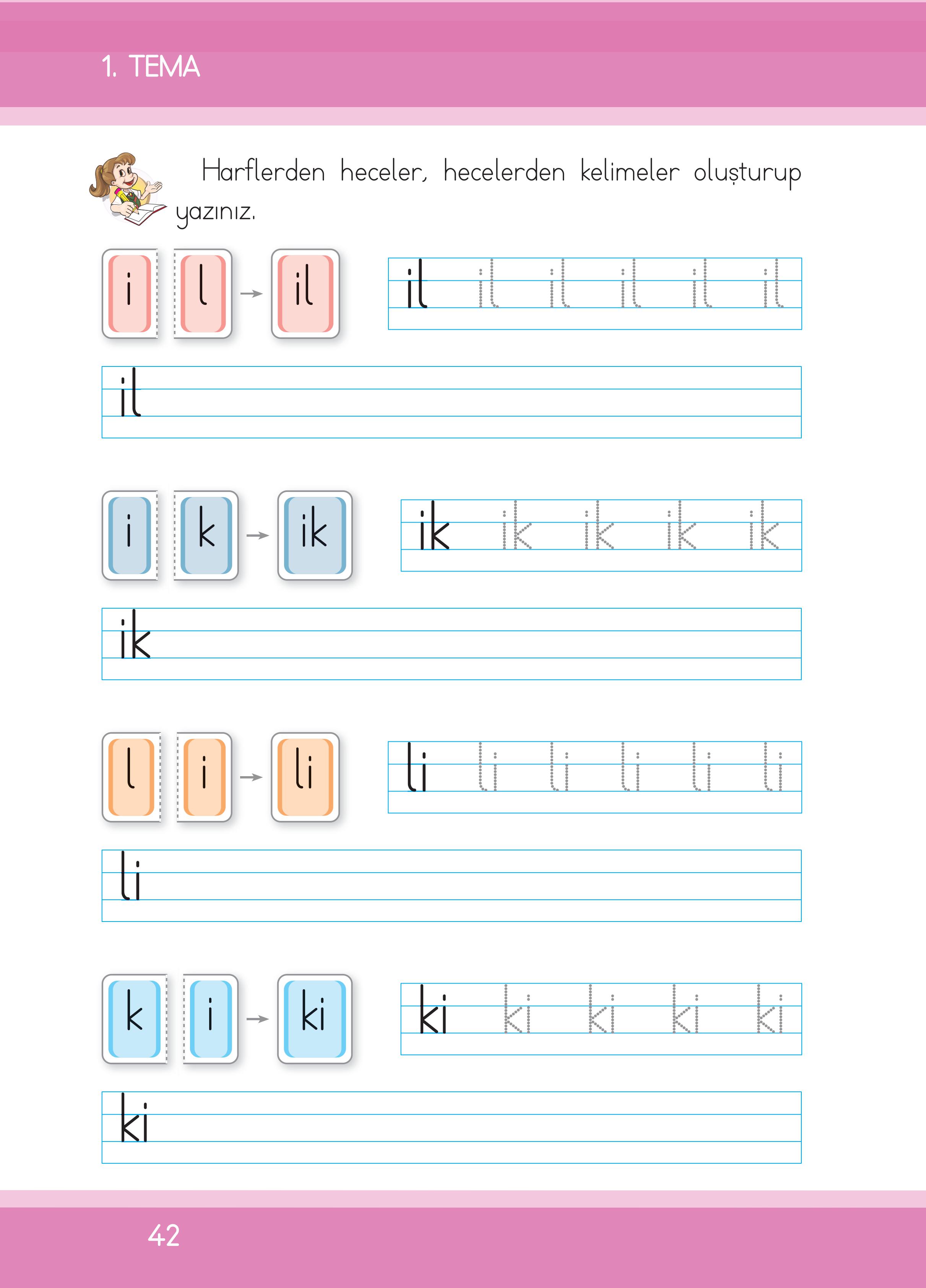 1. Sınıf İlke Yayınları İlk Okuma Yazma Ders Kitabı Sayfa 42 Cevapları