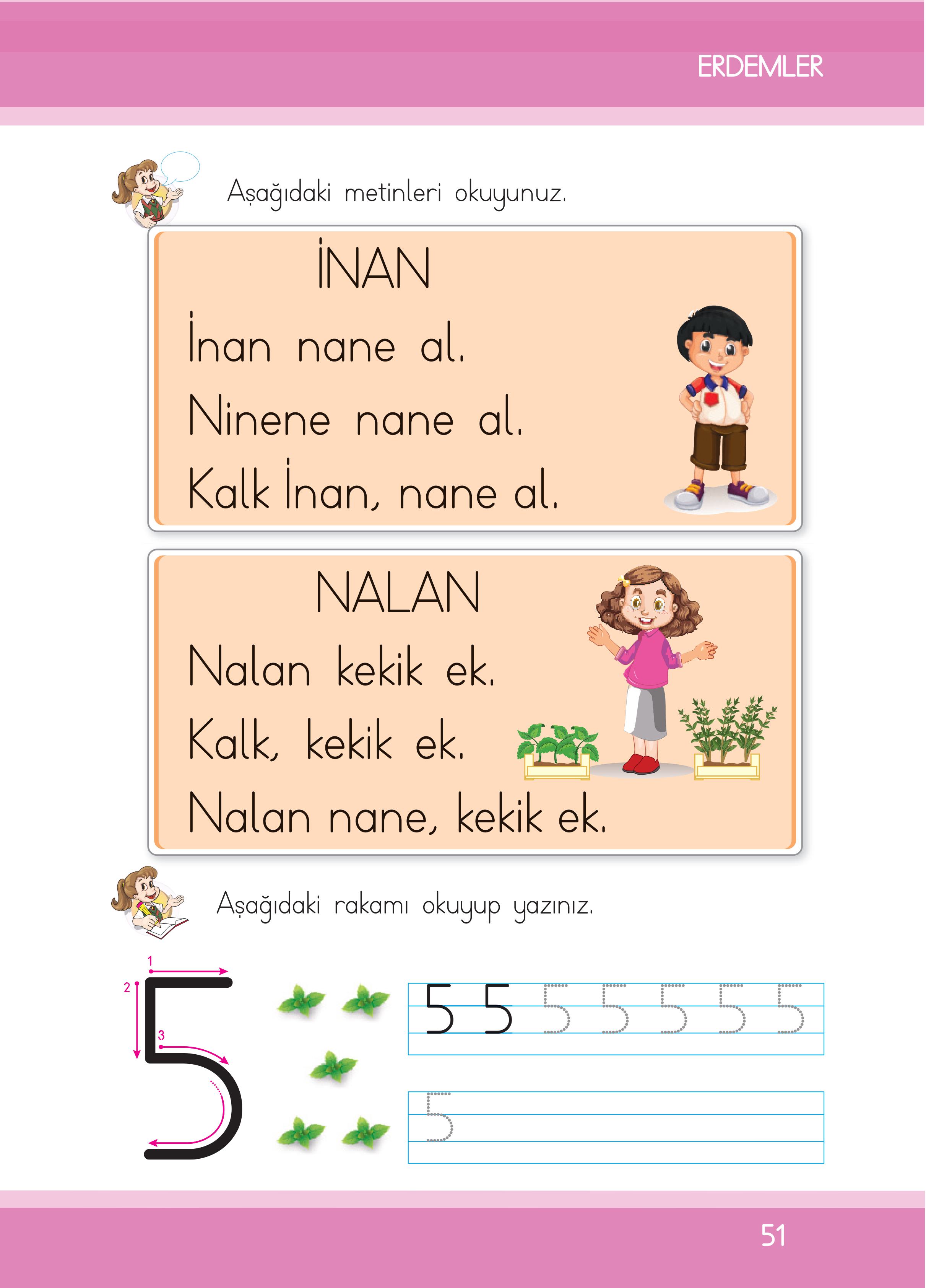1. Sınıf İlke Yayınları İlk Okuma Yazma Ders Kitabı Sayfa 51 Cevapları