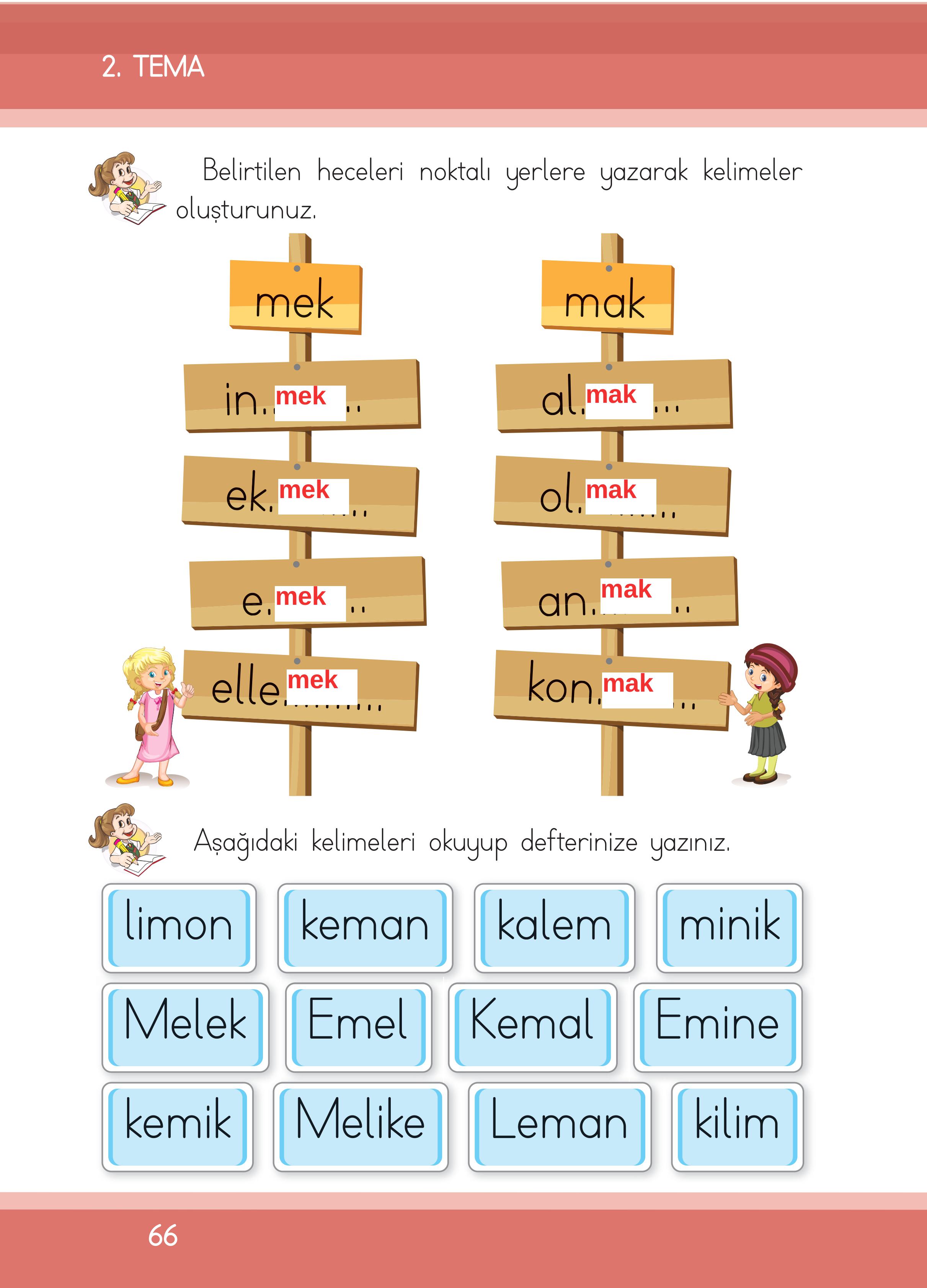1. Sınıf İlke Yayınları İlk Okuma Yazma Ders Kitabı Sayfa 66 Cevapları