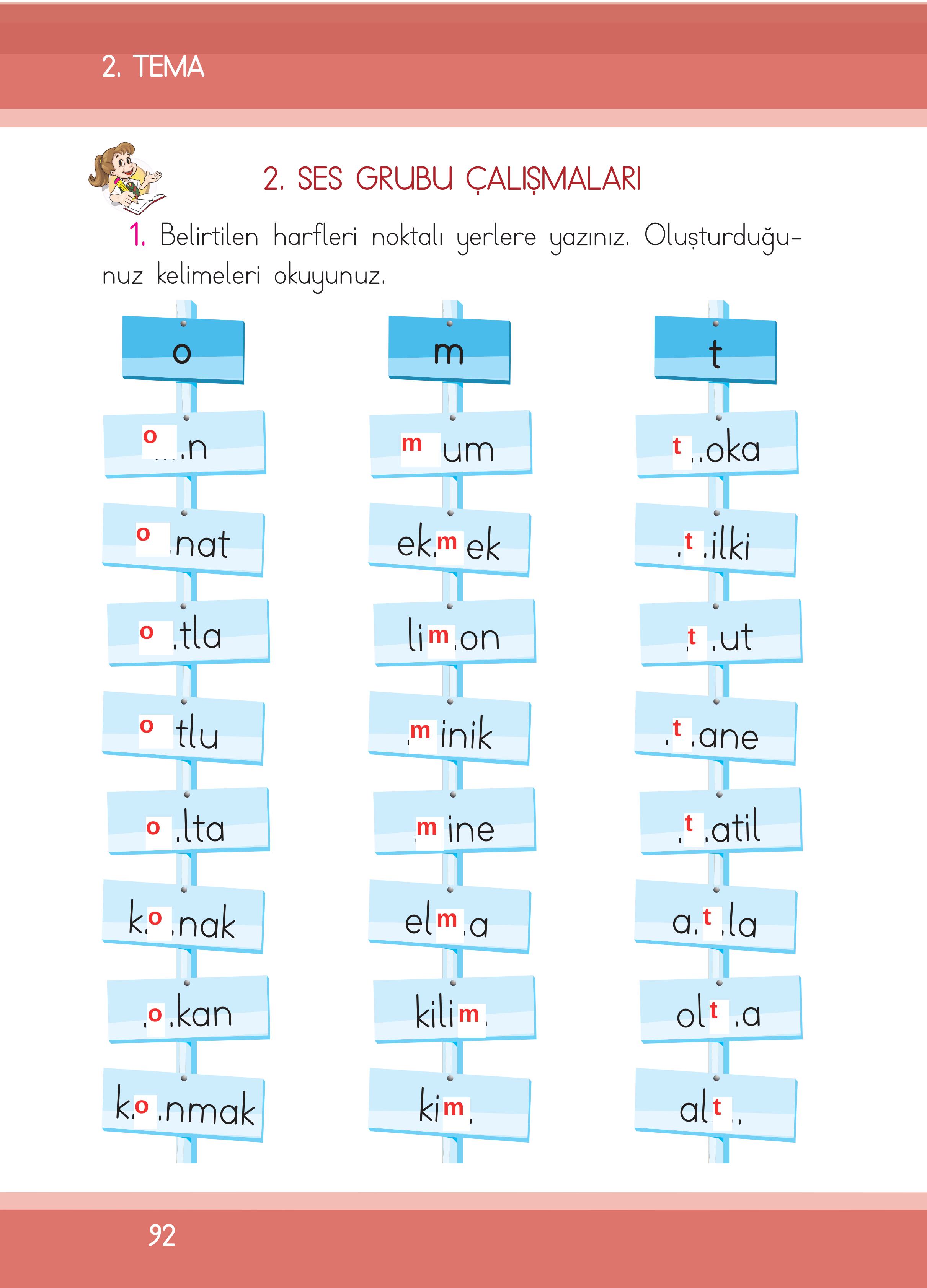 1. Sınıf İlke Yayınları İlk Okuma Yazma Ders Kitabı Sayfa 92 Cevapları