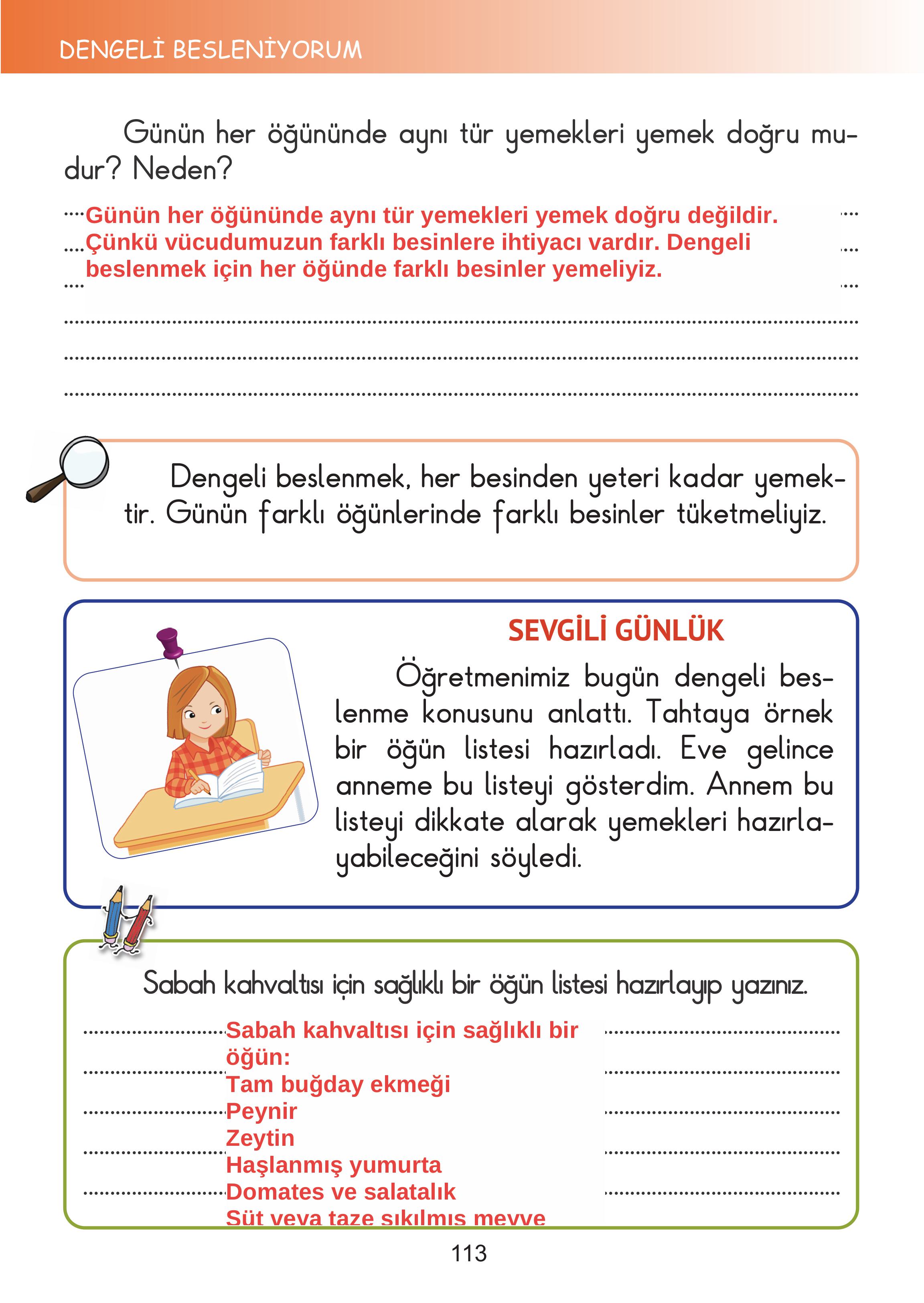 2. Sınıf Meb Yayınları Hayat Bilgisi Ders Kitabı Sayfa 113 Cevapları