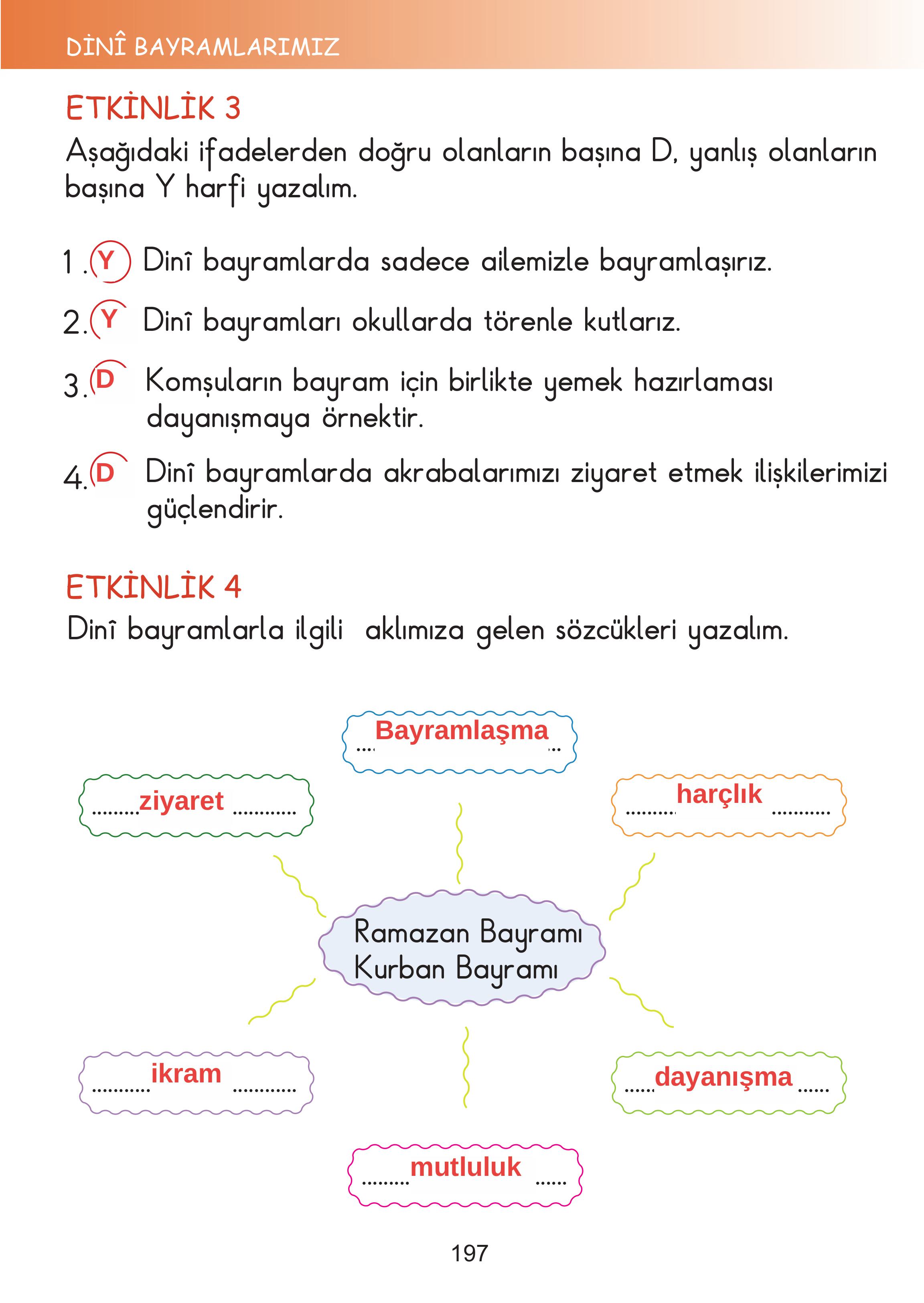 2. Sınıf Meb Yayınları Hayat Bilgisi Ders Kitabı Sayfa 197 Cevapları