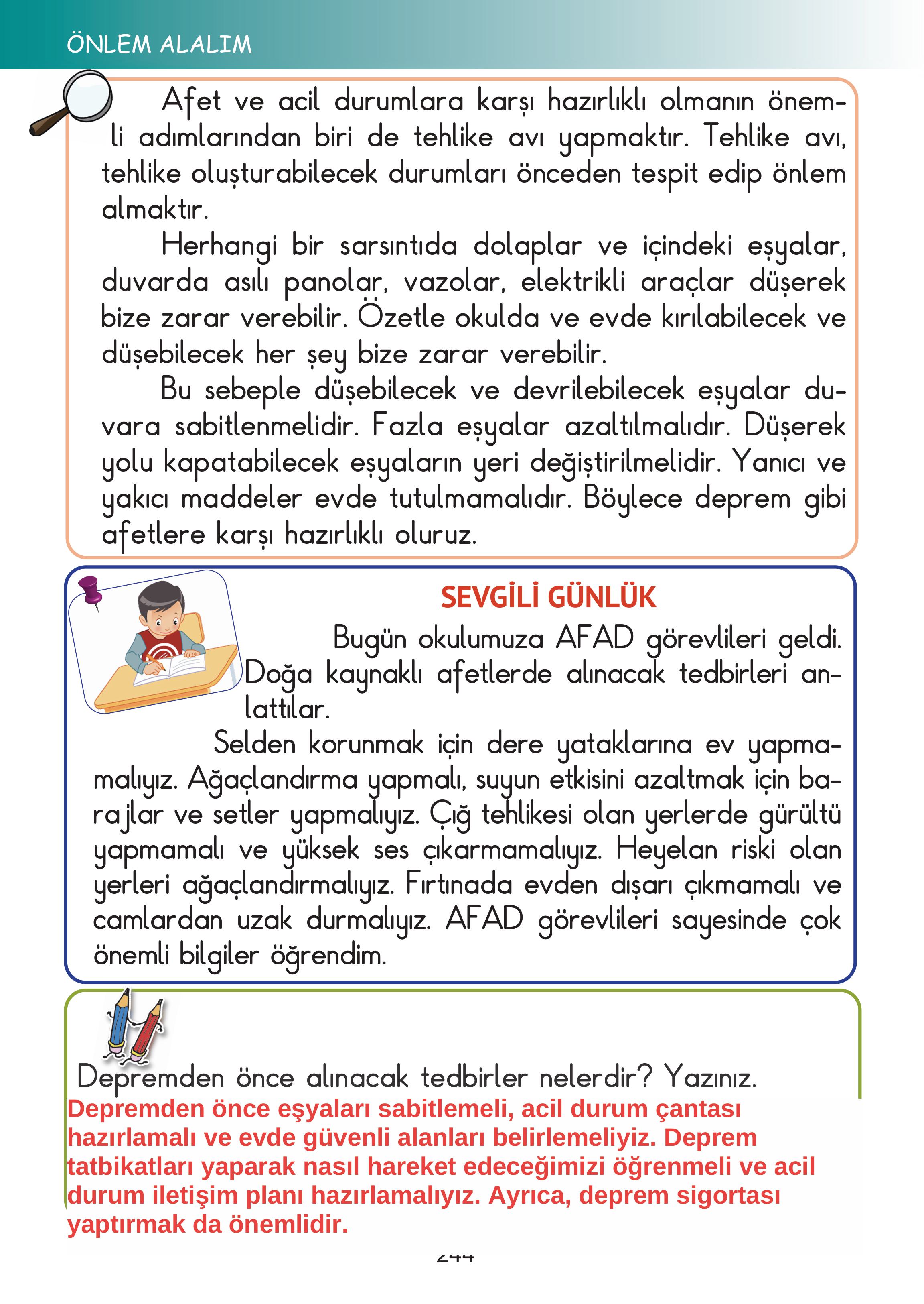 2. Sınıf Meb Yayınları Hayat Bilgisi Ders Kitabı Sayfa 244 Cevapları