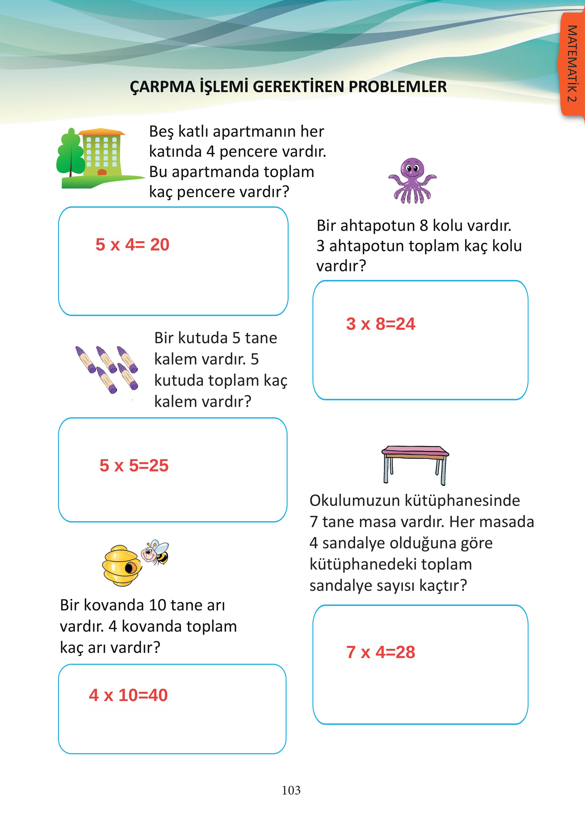 3. Sınıf Meb Yayınları Matematik Ders Kitabı Sayfa 103 Cevapları