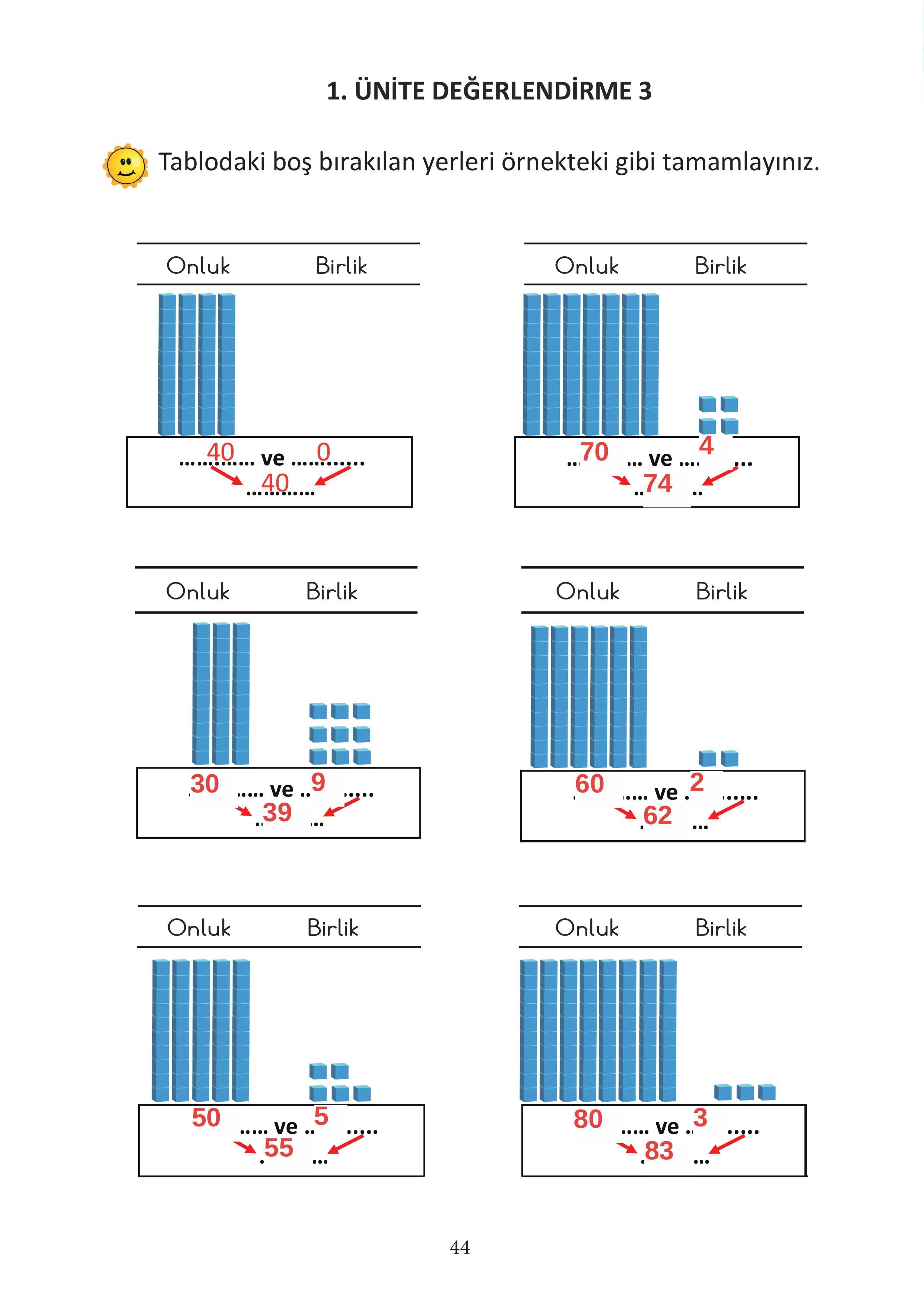 3. Sınıf Meb Yayınları Matematik Ders Kitabı Sayfa 44 Cevapları