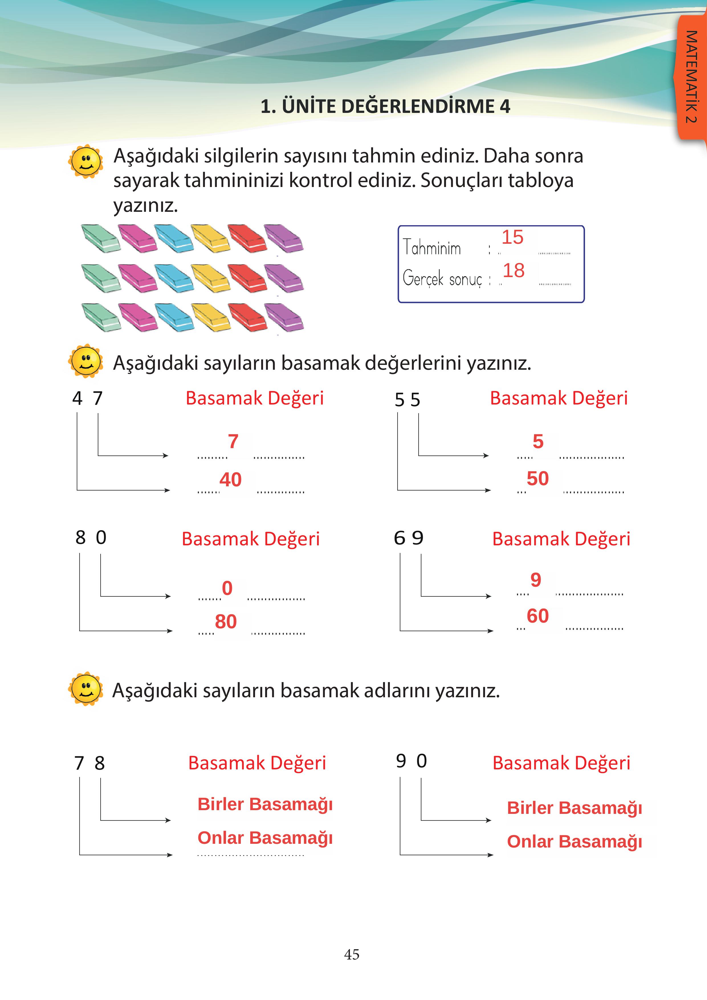 3. Sınıf Meb Yayınları Matematik Ders Kitabı Sayfa 45 Cevapları