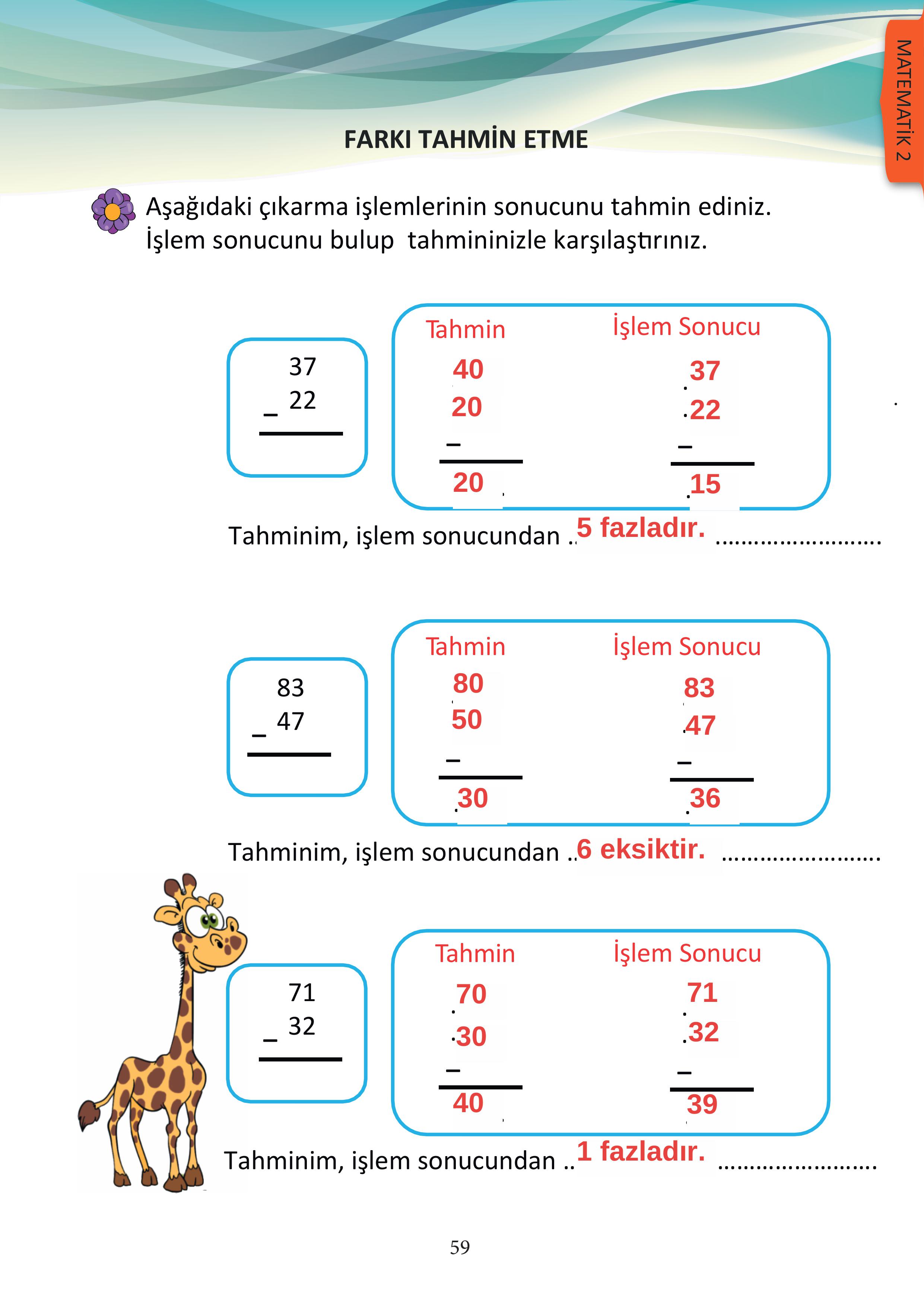 3. Sınıf Meb Yayınları Matematik Ders Kitabı Sayfa 59 Cevapları