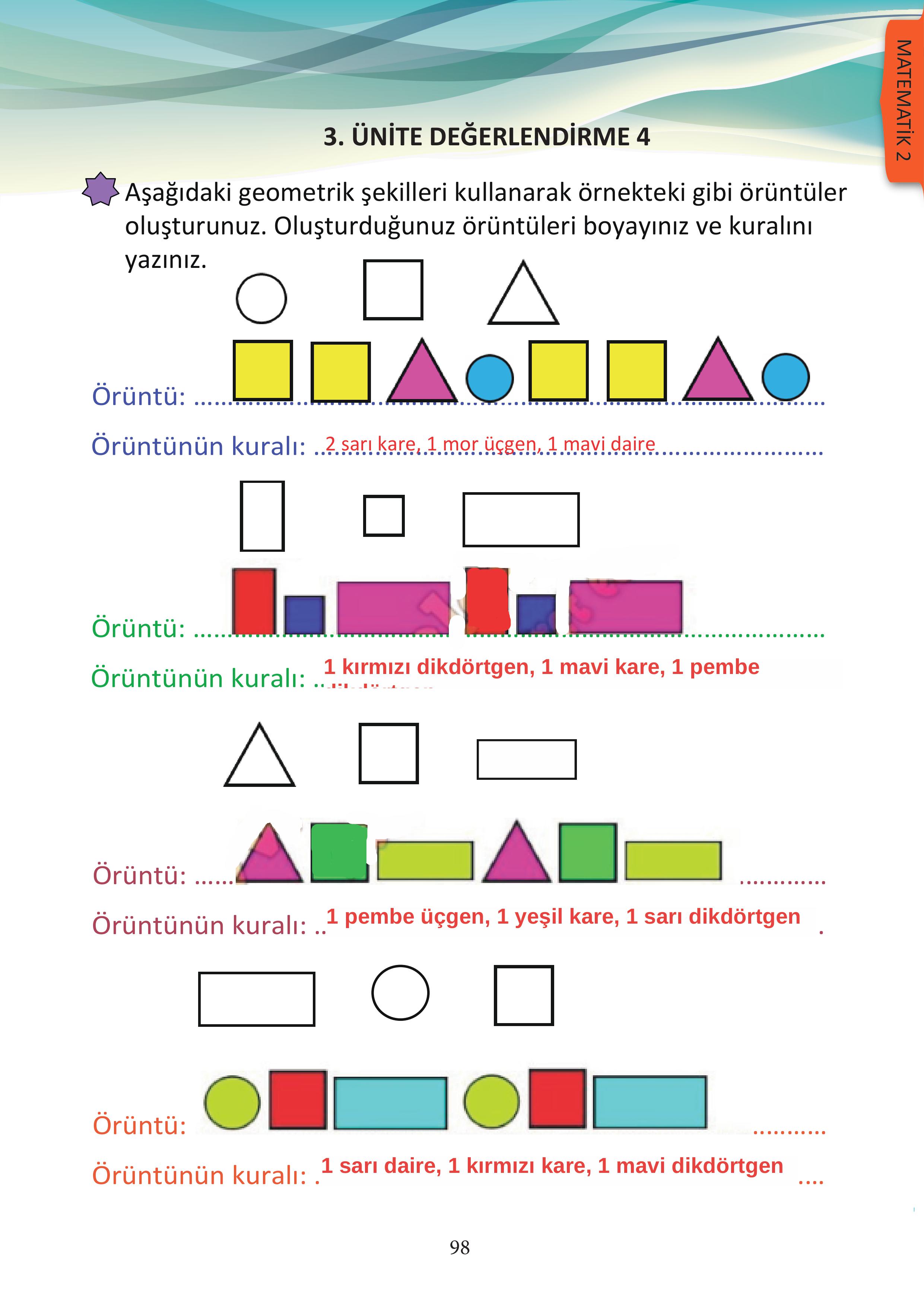 3. Sınıf Meb Yayınları Matematik Ders Kitabı Sayfa 98 Cevapları