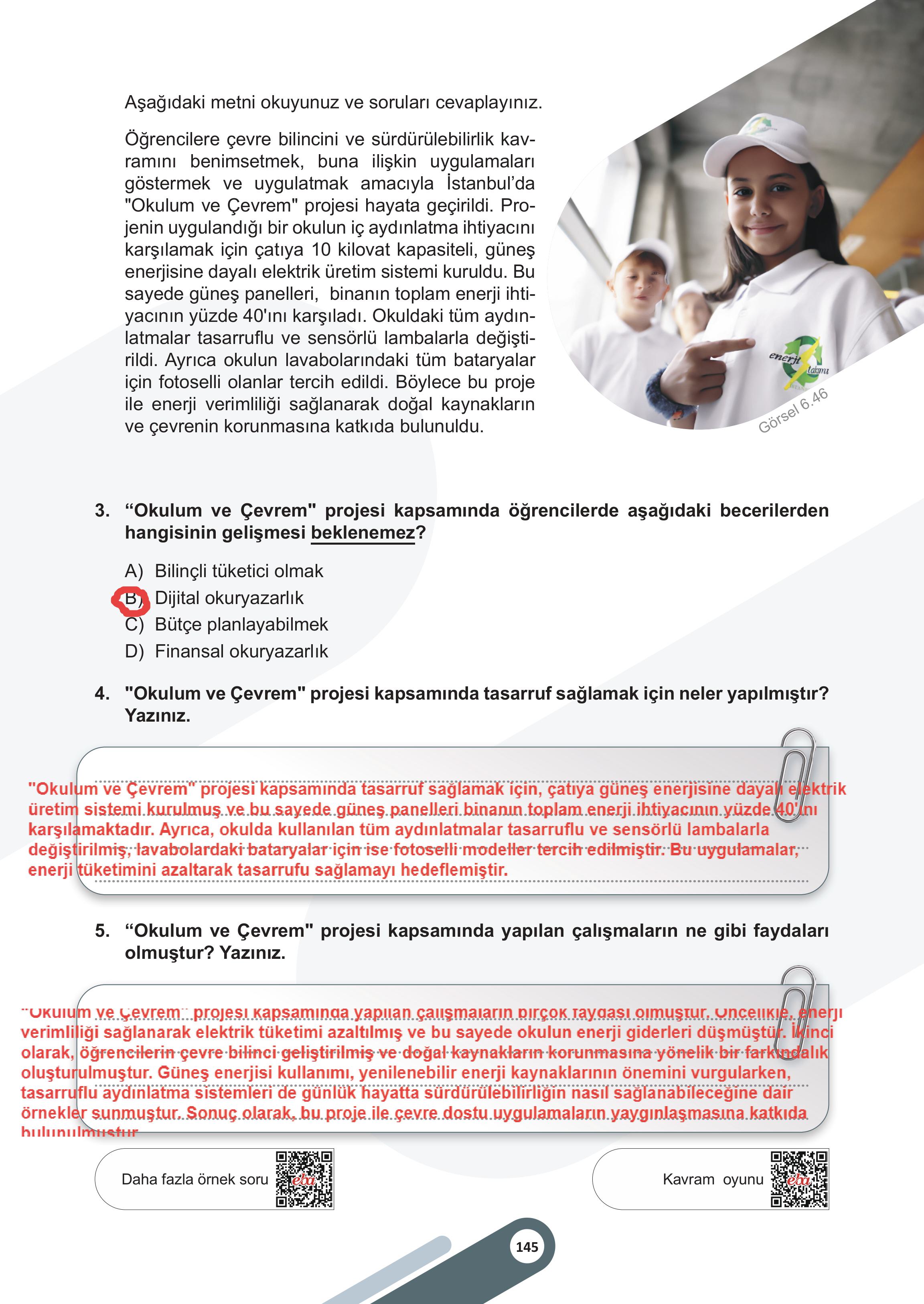5. Sınıf Meb Yayınları Sosyal Bilgiler 2. Kitap Ders Kitabı Sayfa 145 Cevapları