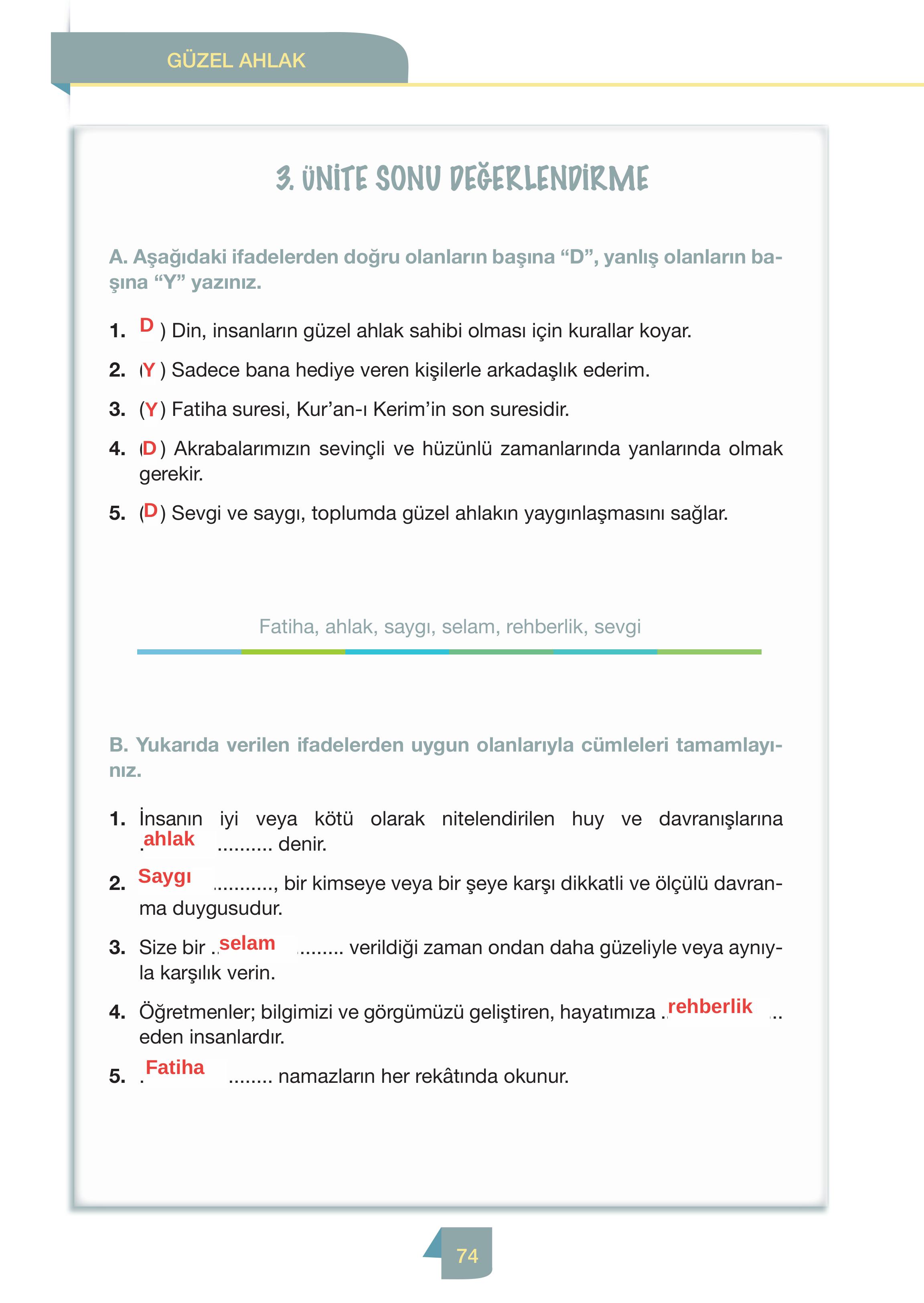 4. Sınıf Meb Yayınları Din Kültürü Ve Ahlak Bilgisi Ders Kitabı Sayfa 74 Cevapları 4. Sınıf Meb Yayınları Din Kültürü Ve Ahlak Bilgisi Ders Kitabı Sayfa 74 Cevapları