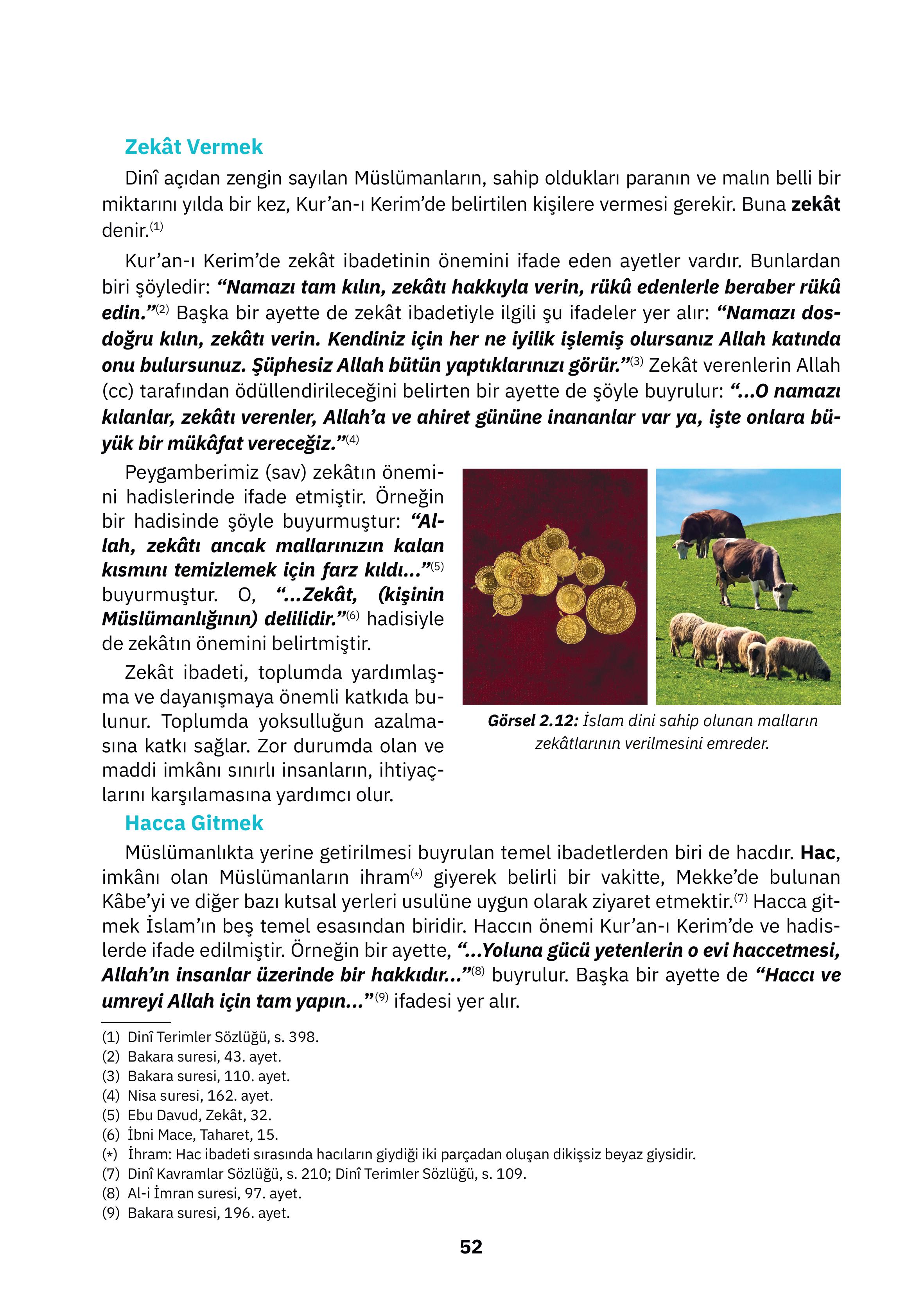 4. Sınıf Sdr İpekyolu Yayıncılık Din Kültürü Ve Ahlak Bilgisi Ders Kitabı Sayfa 52 Cevapları