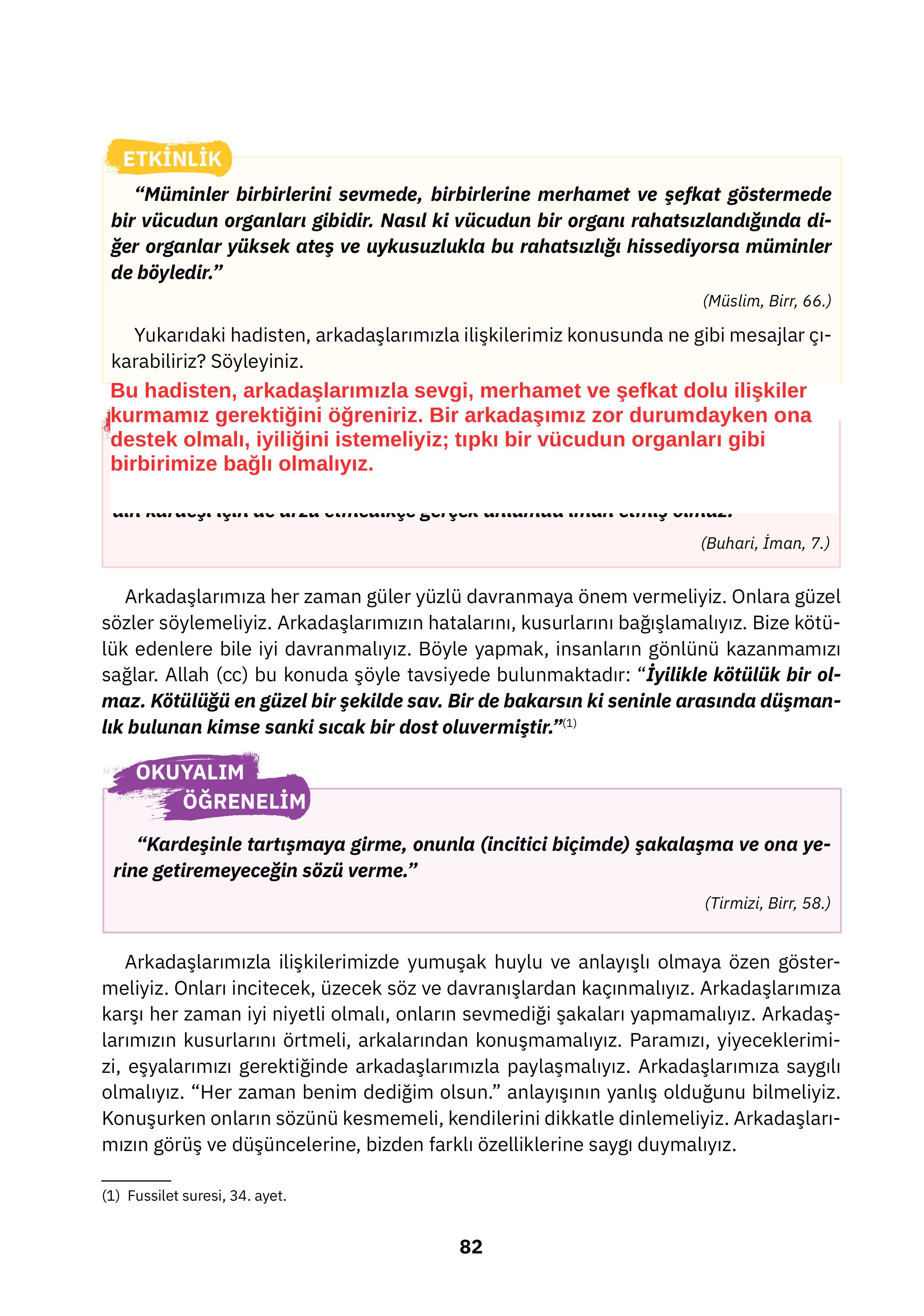 4. Sınıf Sdr İpekyolu Yayıncılık Din Kültürü Ve Ahlak Bilgisi Ders Kitabı Sayfa 82 Cevapları