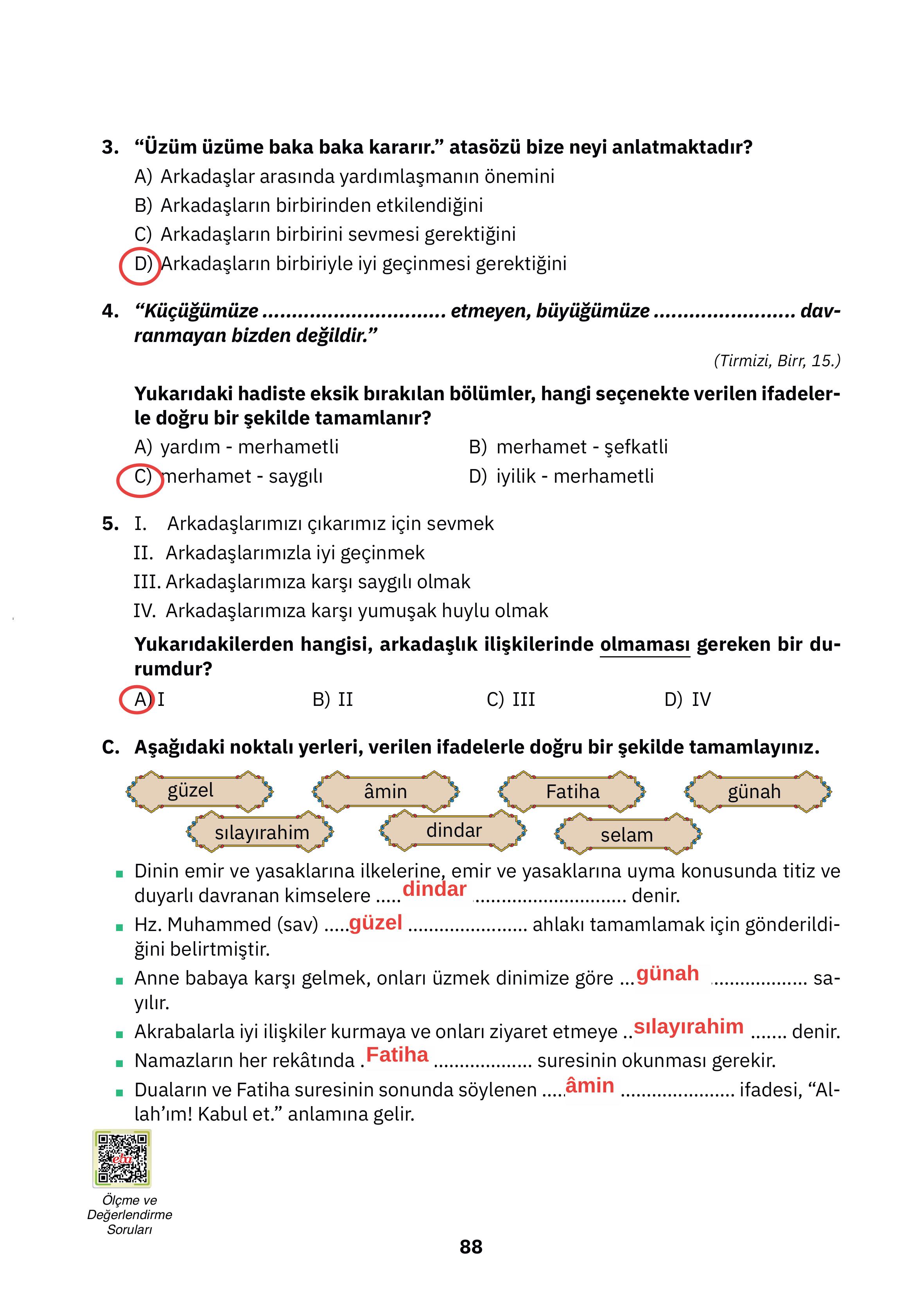 4. Sınıf Sdr İpekyolu Yayıncılık Din Kültürü Ve Ahlak Bilgisi Ders Kitabı Sayfa 88 Cevapları 4. Sınıf Sdr İpekyolu Yayıncılık Din Kültürü Ve Ahlak Bilgisi Ders Kitabı Sayfa 88 Cevapları