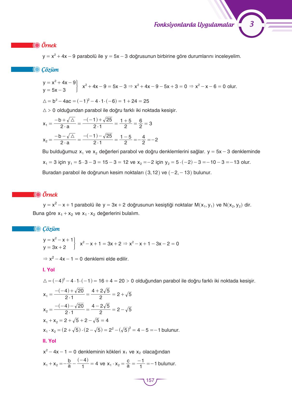 11. Sınıf Sdr Dikey Yayıncılık Matematik Ders Kitabı Sayfa 157 Cevapları