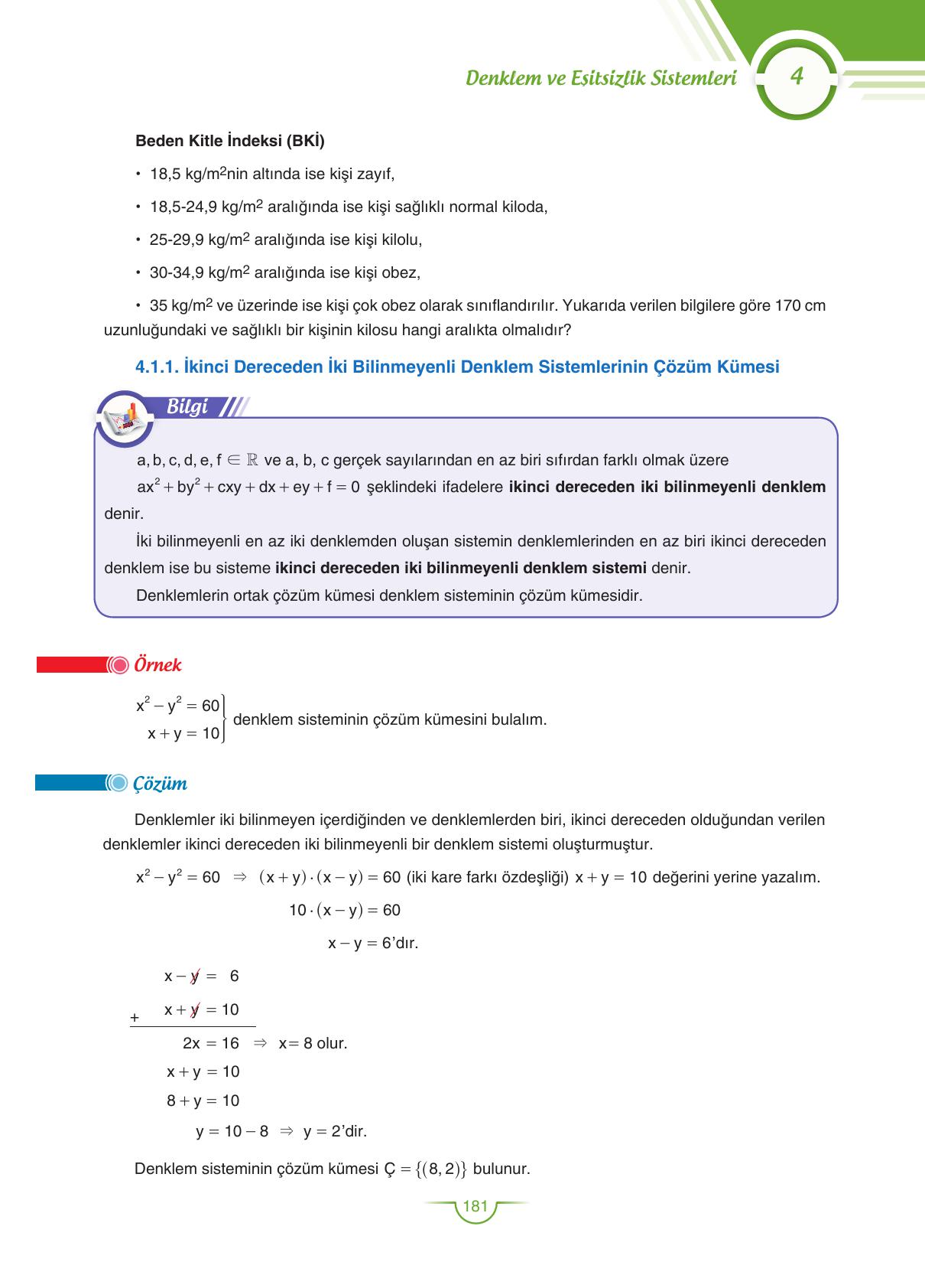 11. Sınıf Sdr Dikey Yayıncılık Matematik Ders Kitabı Sayfa 181 Cevapları