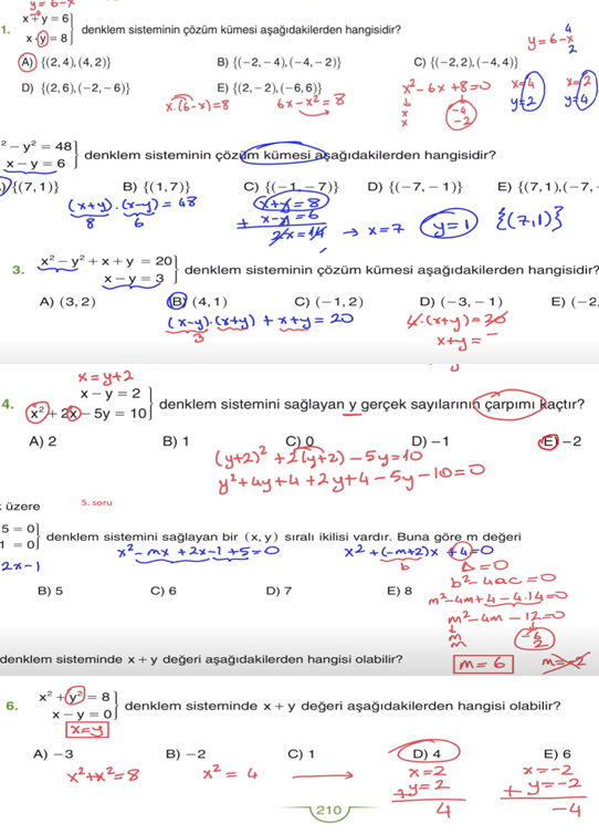 11. Sınıf Sdr Dikey Yayıncılık Matematik Ders Kitabı Sayfa 210 Cevapları