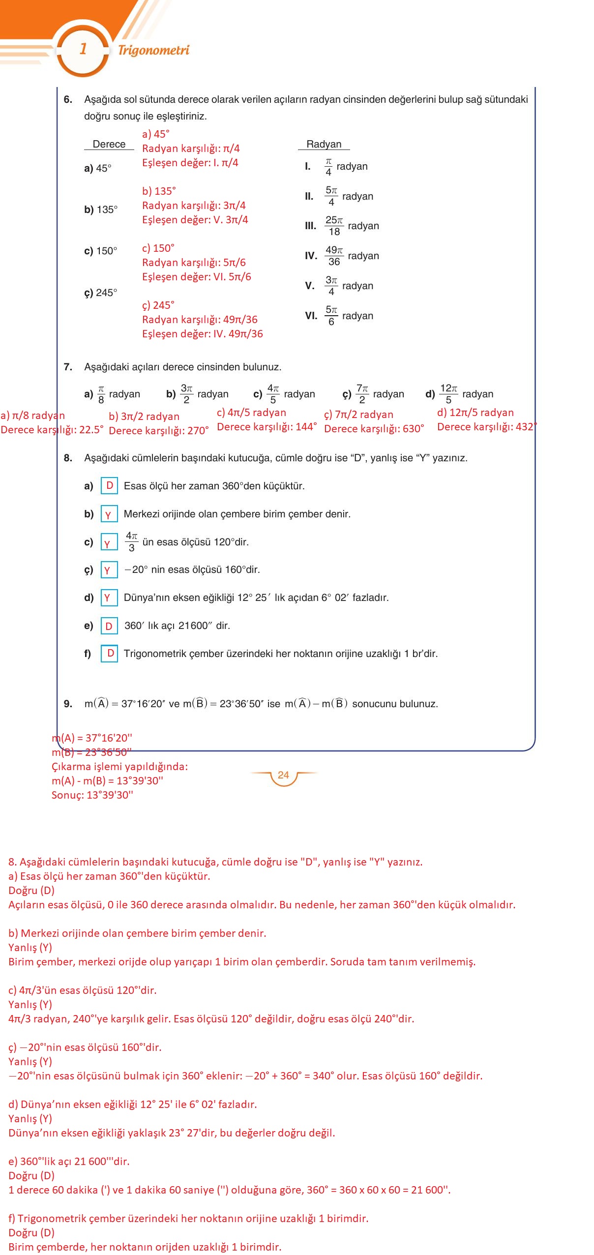 11. Sınıf Sdr Dikey Yayıncılık Matematik Ders Kitabı Sayfa 24 Cevapları 11. Sınıf Sdr Dikey Yayıncılık Matematik Ders Kitabı Sayfa 24 Cevapları